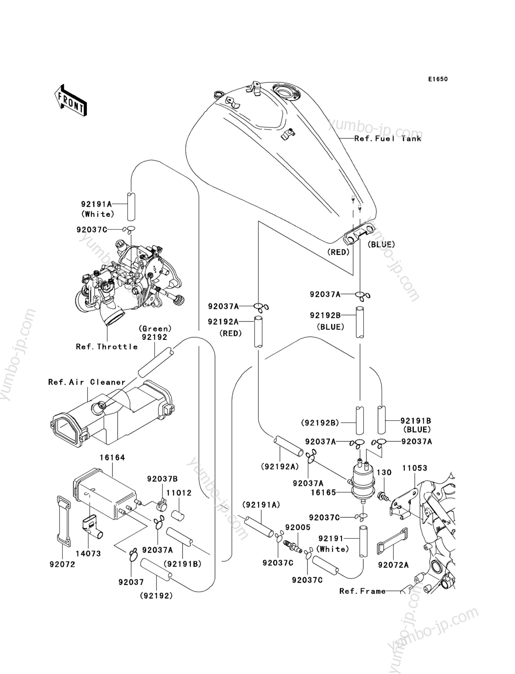 Fuel Evaporative System(CA) для мотоциклов KAWASAKI VULCAN 1600 CLASSIC (VN1600A7FA) 2007 г.