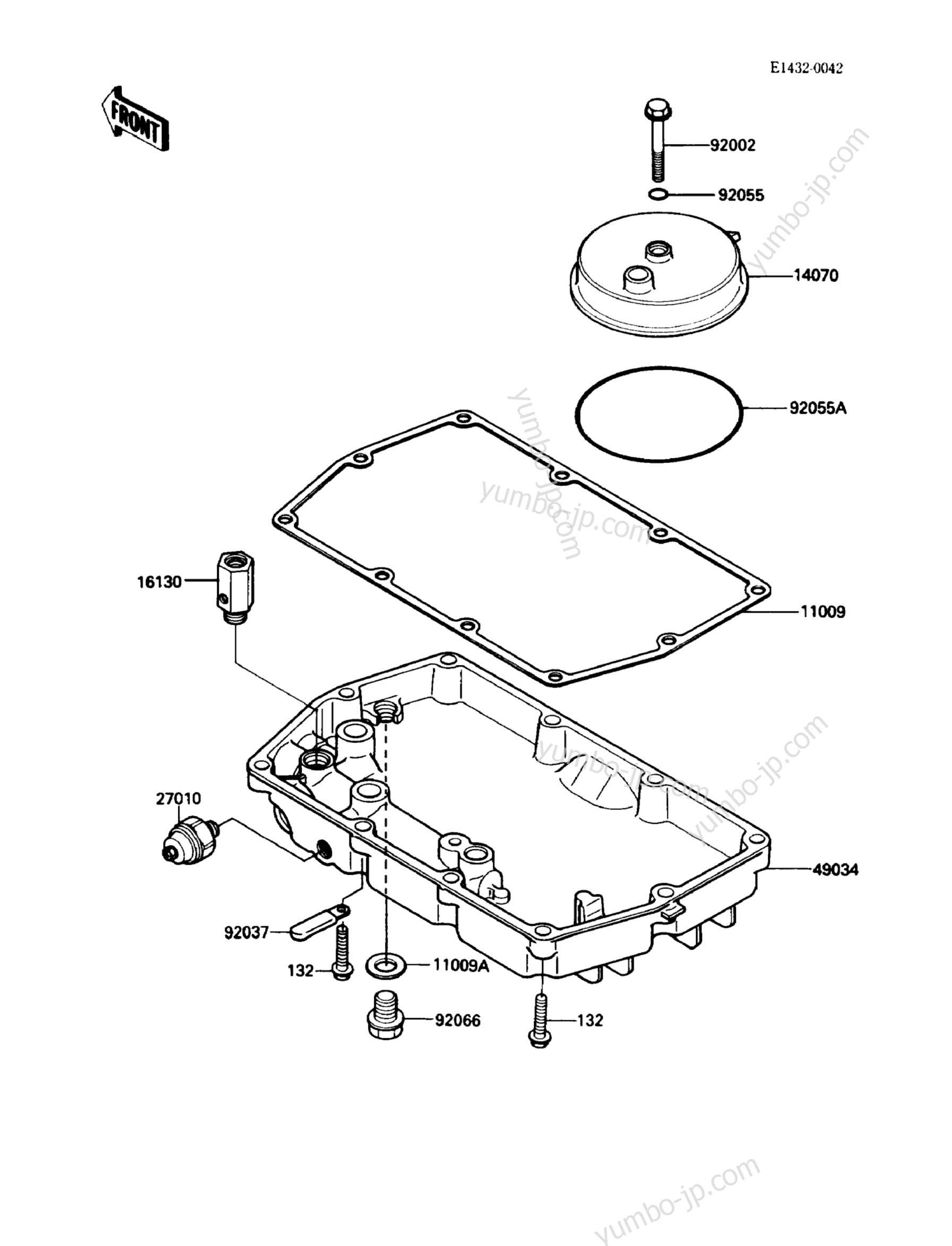 Breather Cover/Oil Pan для мотоциклов KAWASAKI EX500 (EX500-A1) 1987 г.