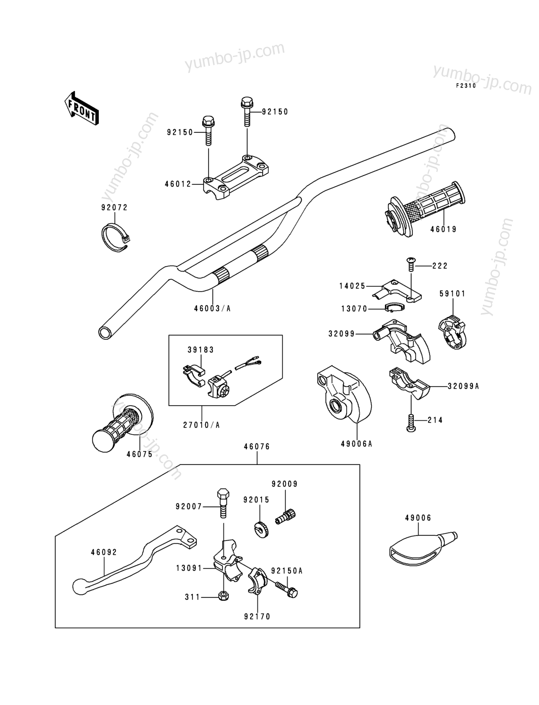 HANDLEBAR for motorcycles KAWASAKI KX500 (KX500-E4) 1992 year