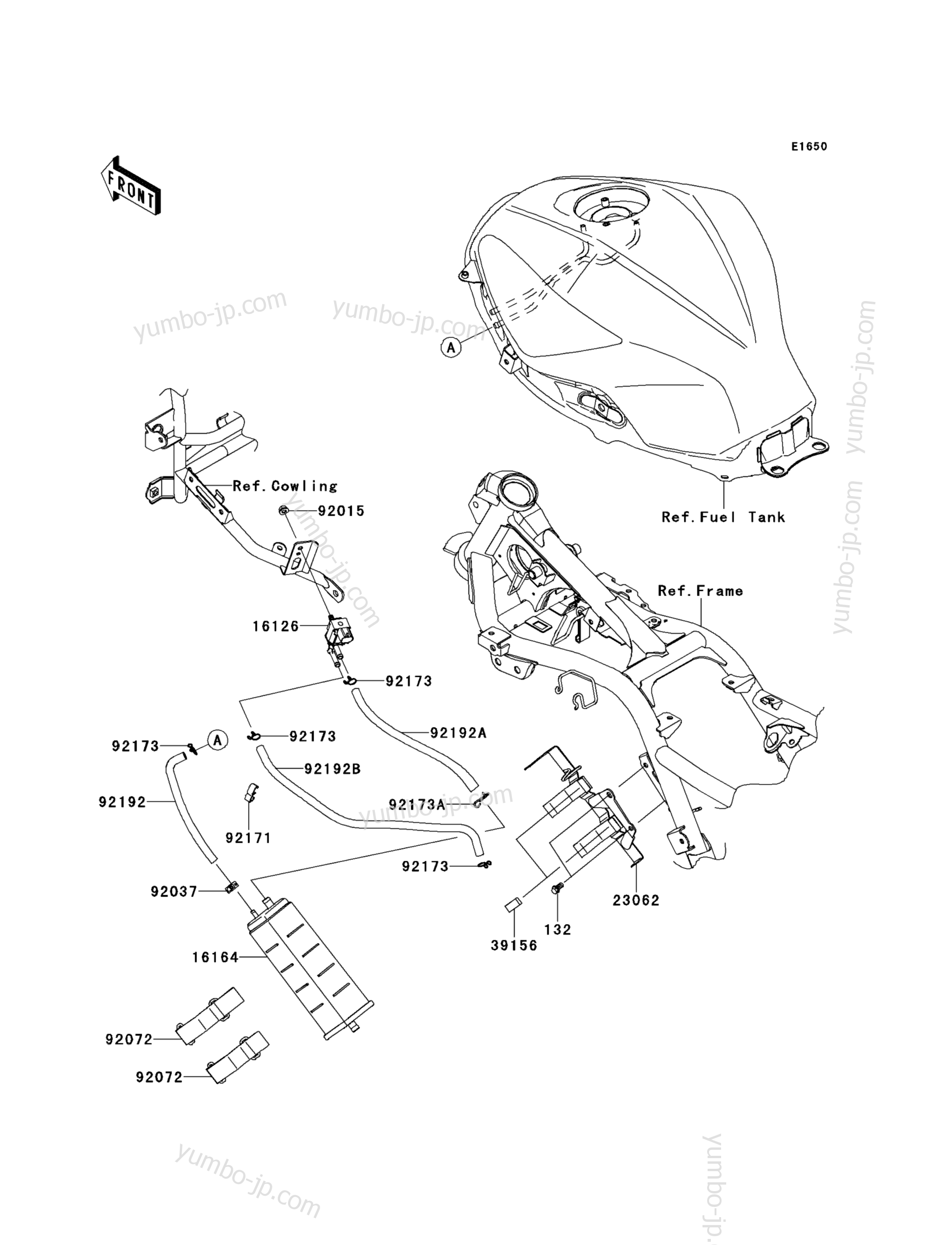 Fuel Evaporative System(BDFA)(CA) для мотоциклов KAWASAKI NINJA 300 ABS (EX300BDFA) 2013 г.