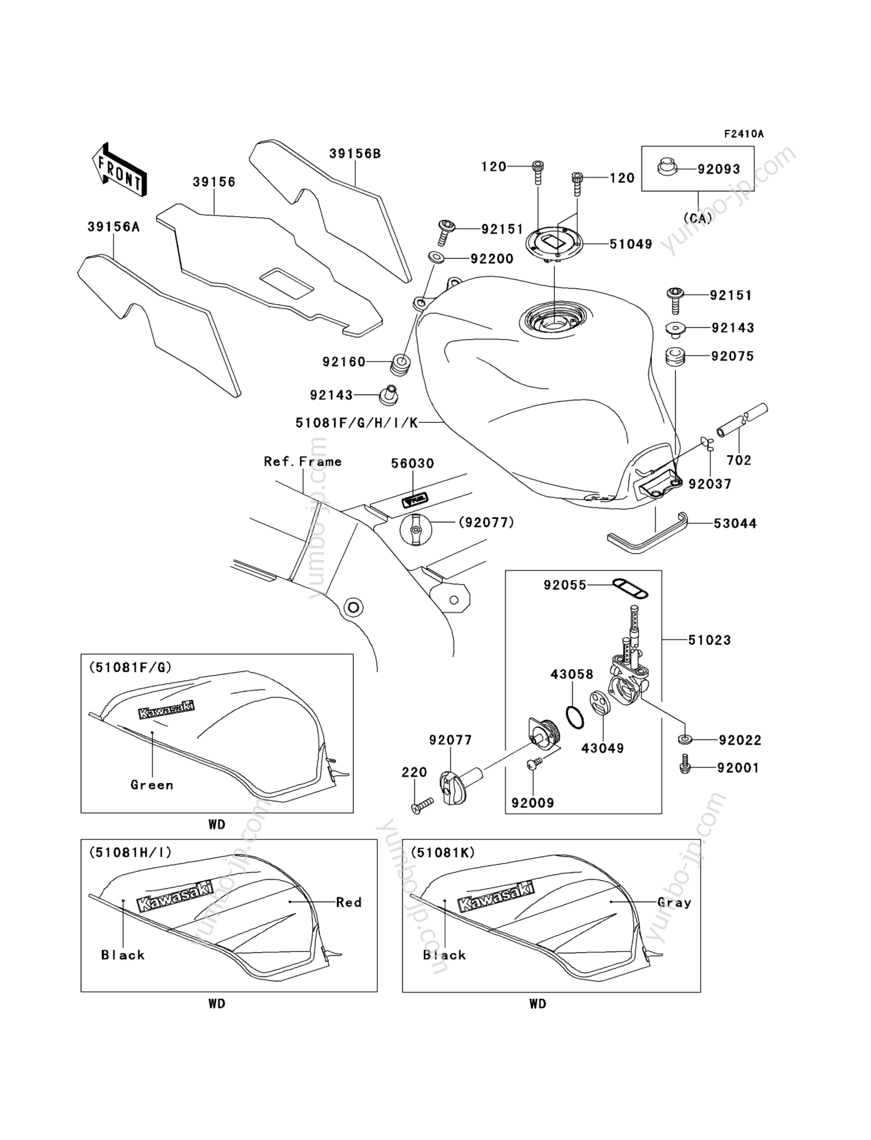 Fuel Tank (ZX900-E2) for motorcycles KAWASAKI NINJA ZX-9R (ZX900-E2) 2001 year