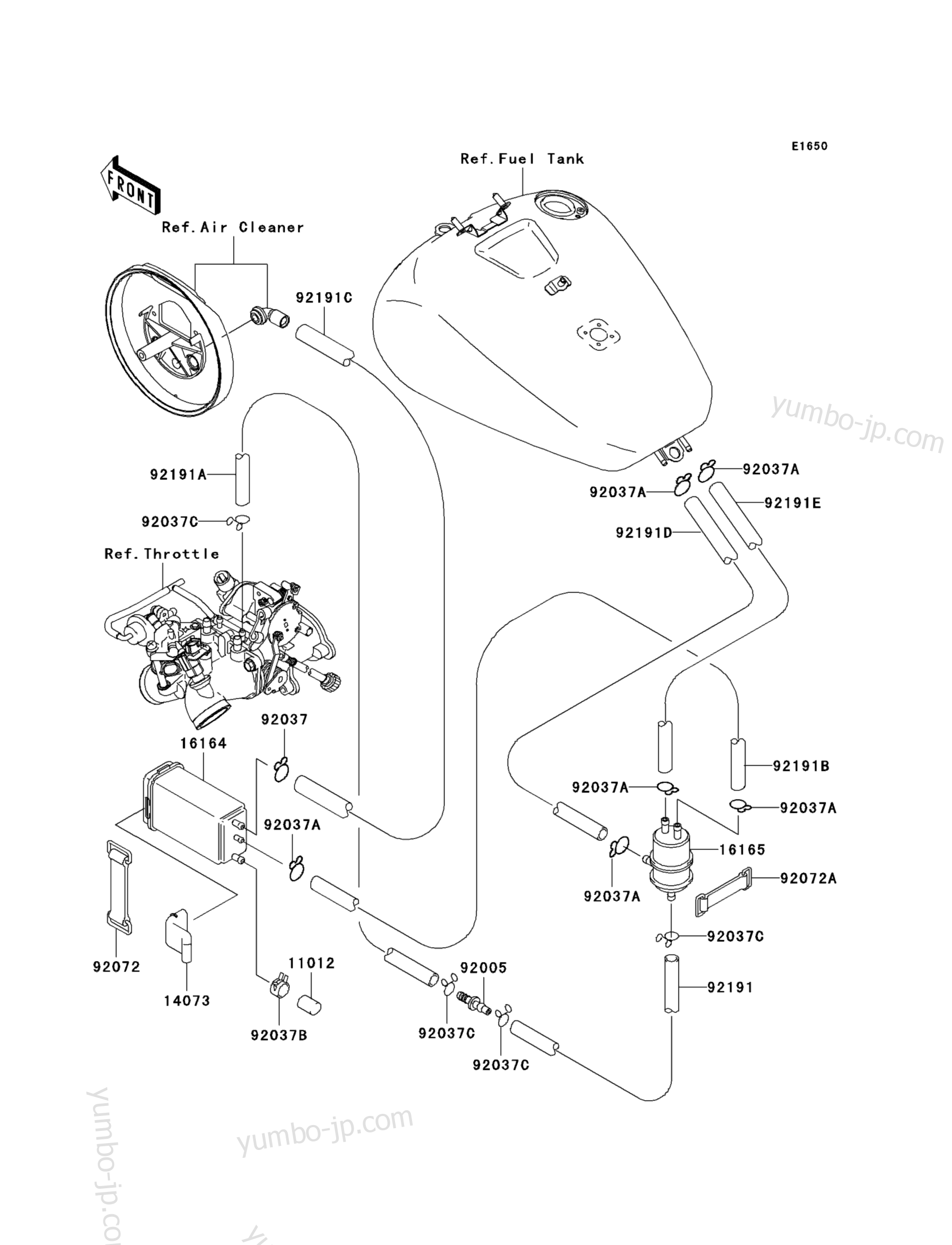 Fuel Evaporative System(CA) for motorcycles KAWASAKI VULCAN 1500 DRIFTER (VN1500-R1) 2001 year