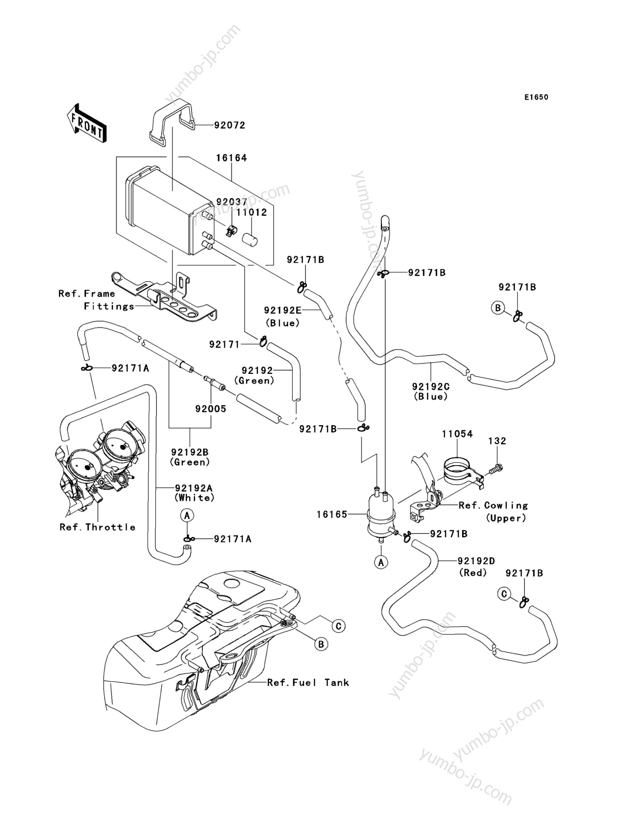 Fuel Evaporative System(CA) for motorcycles KAWASAKI CONCOURS 14 ABS (ZG1400CAF) 2010 year
