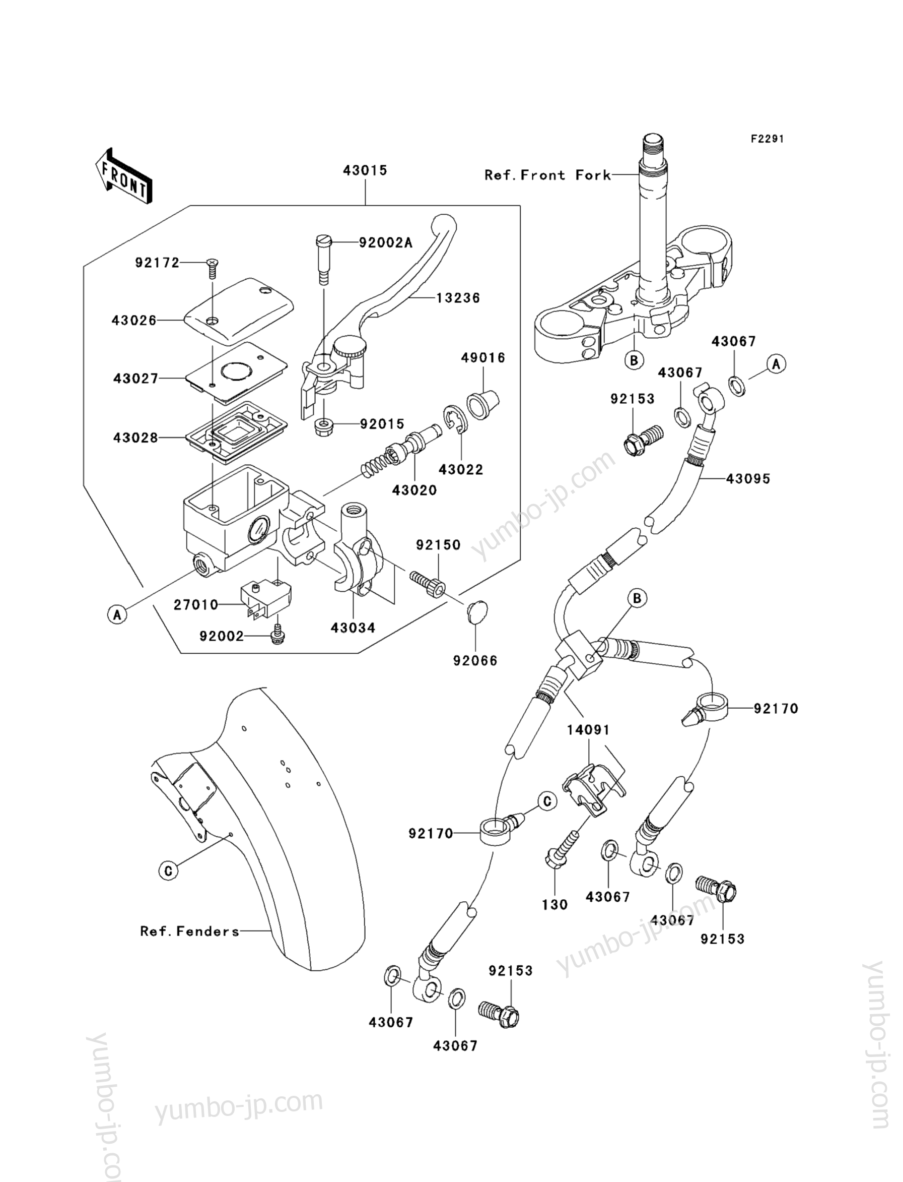 FRONT MASTER CYLINDER для мотоциклов KAWASAKI VULCAN 1600 MEAN STREAK (VN1600F6F) 2006 г.