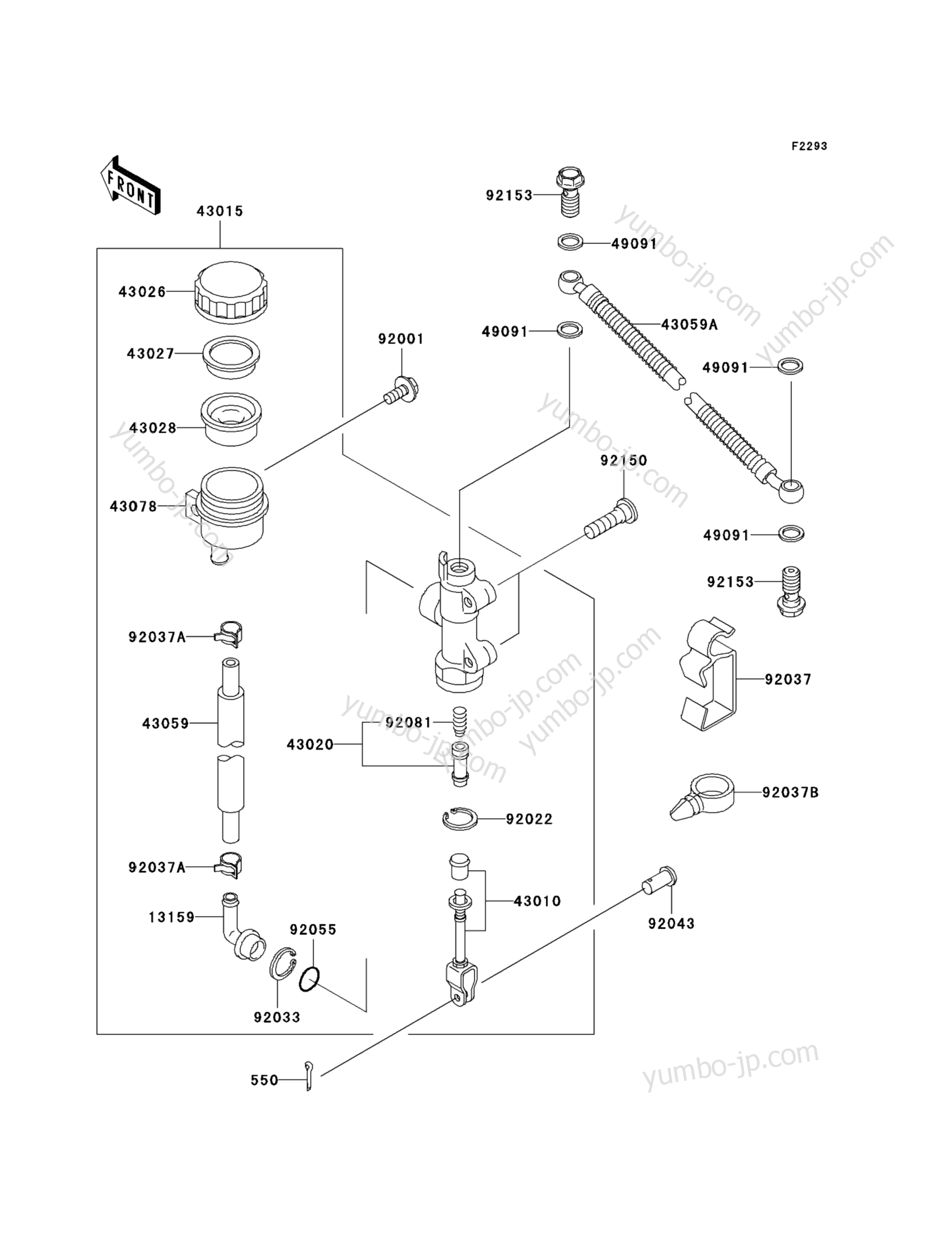 REAR MASTER CYLINDER for motorcycles KAWASAKI NINJA 250R (EX250F7F) 2007 year