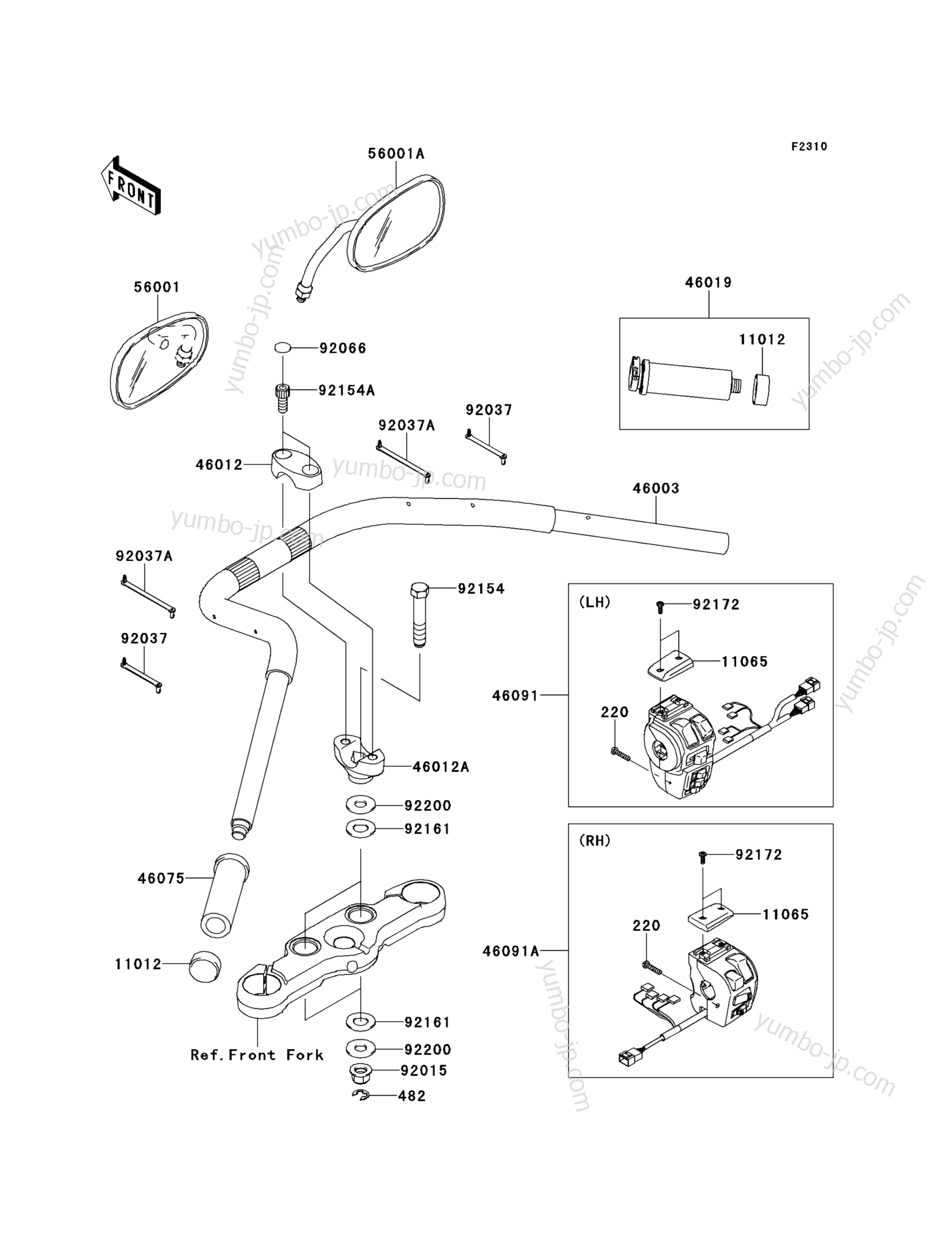 Румпель (рукоятка управления) для мотоциклов KAWASAKI VULCAN 1700 VOYAGER (VN1700AEF) 2014 г.