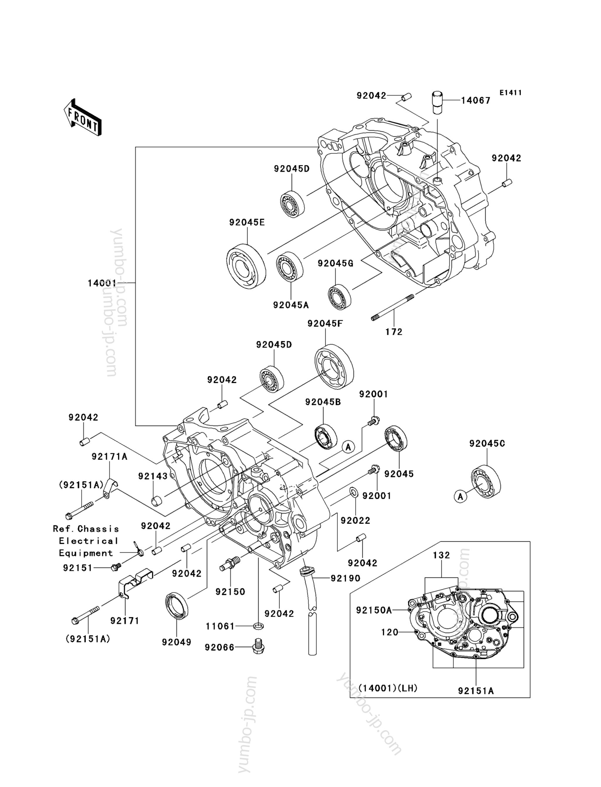 CRANKCASE for motorcycles KAWASAKI KLX250S (KLX250TEF) 2014 year