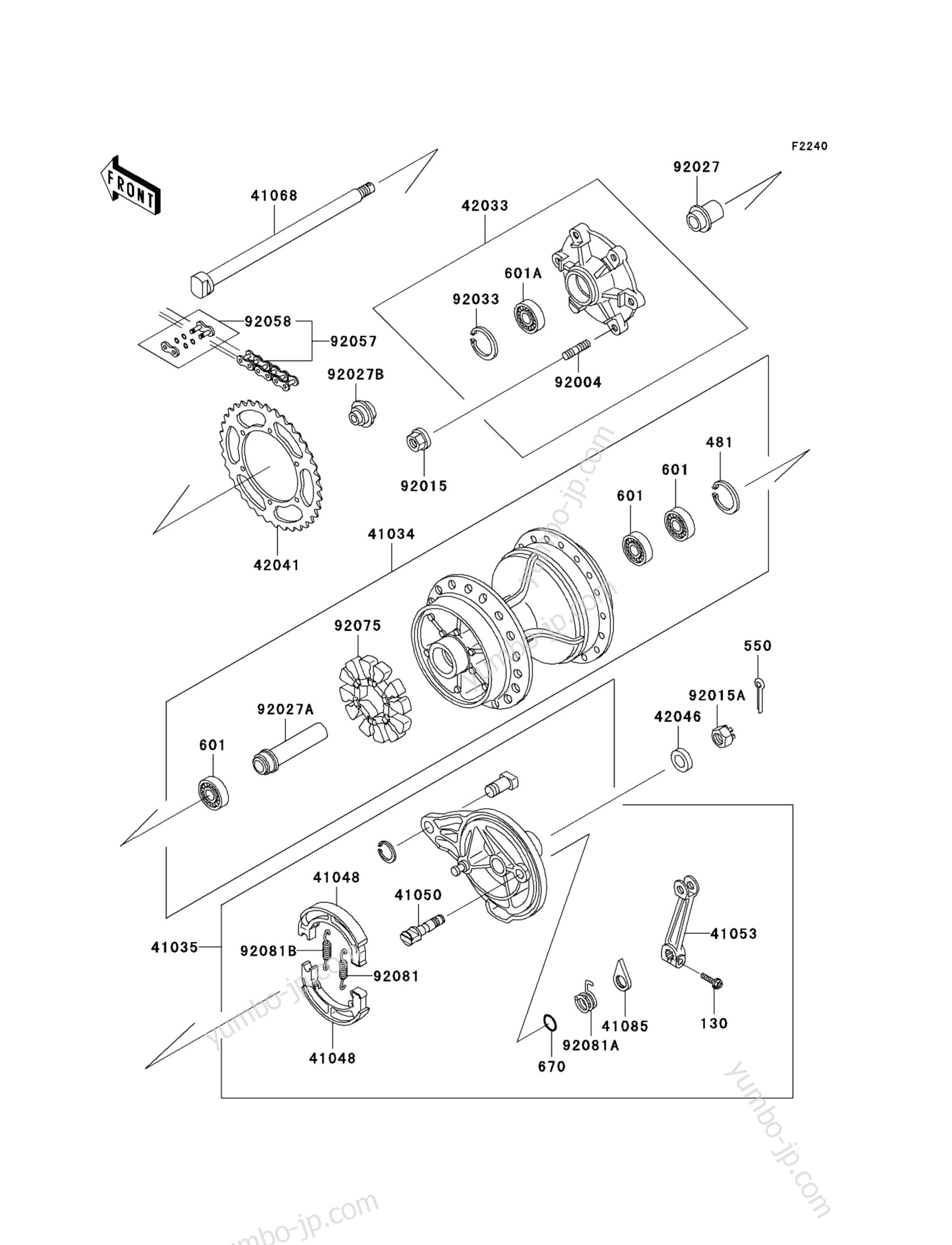 REAR HUB for motorcycles KAWASAKI KL250-D21 2004 year