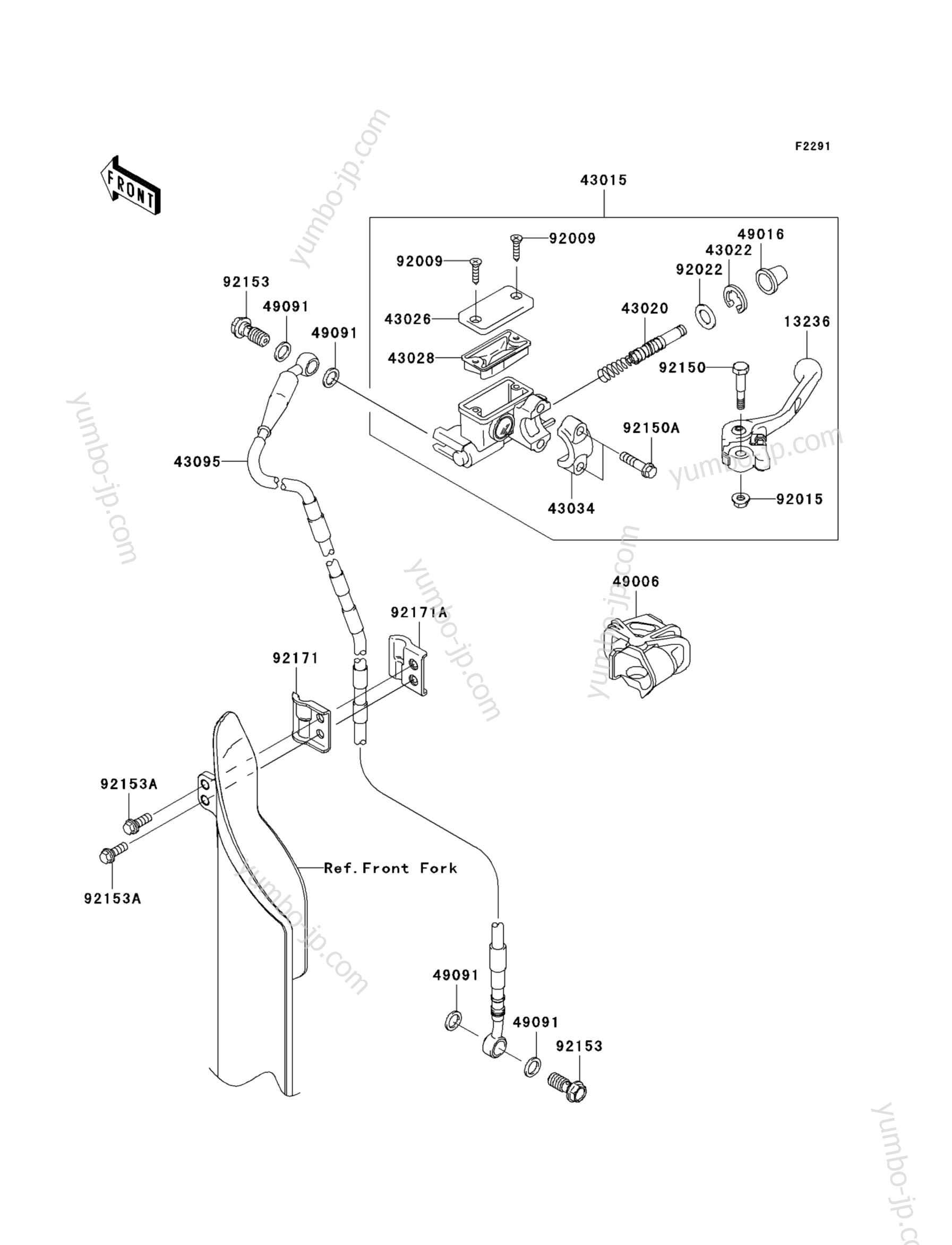 FRONT MASTER CYLINDER для мотоциклов KAWASAKI KX250F (KX250W9FA) 2009 г.