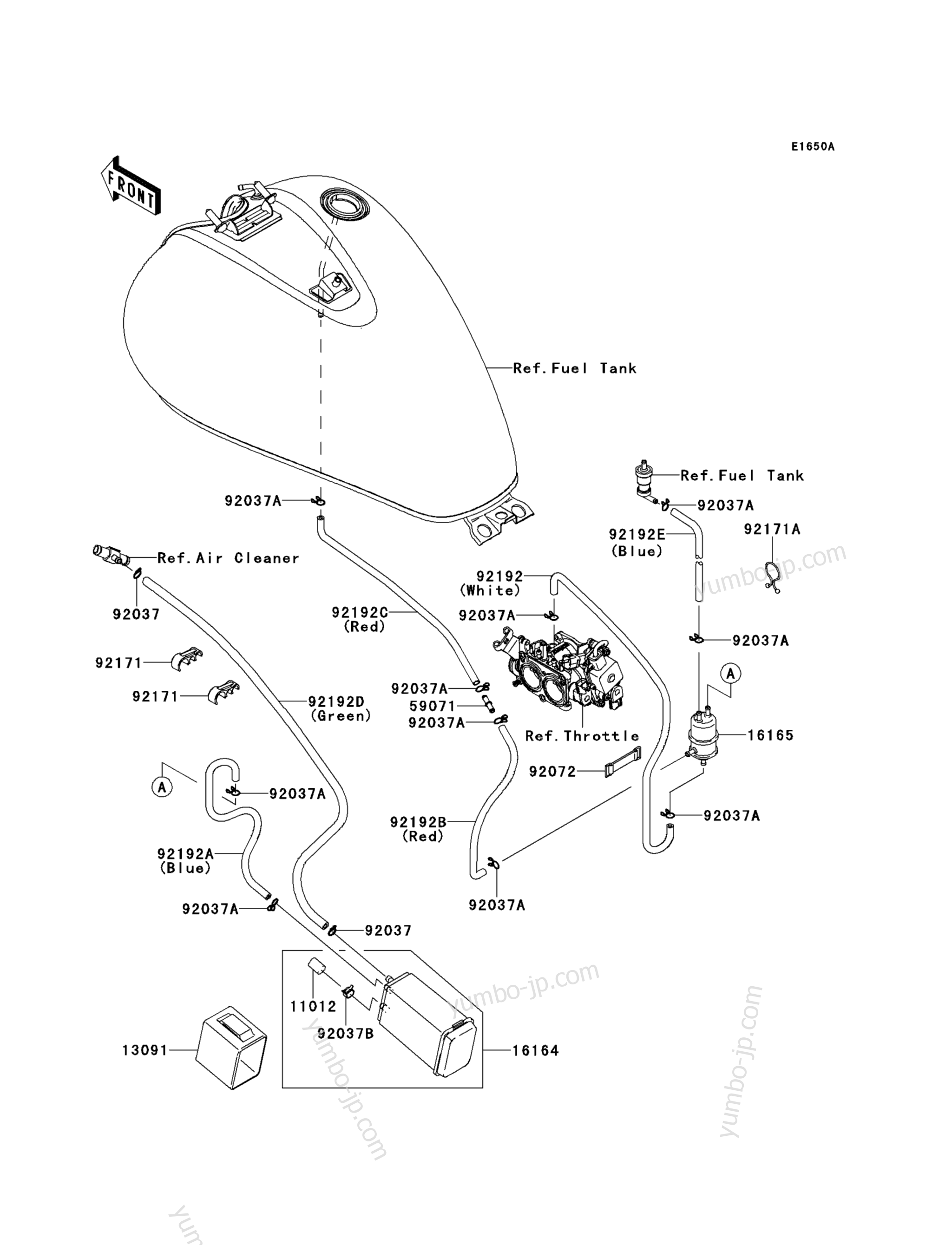 Fuel Evaporative System(DCF&sim;DEF)(CA) для мотоциклов KAWASAKI VULCAN 900 CLASSIC LT (VN900DEF) 2014 г.