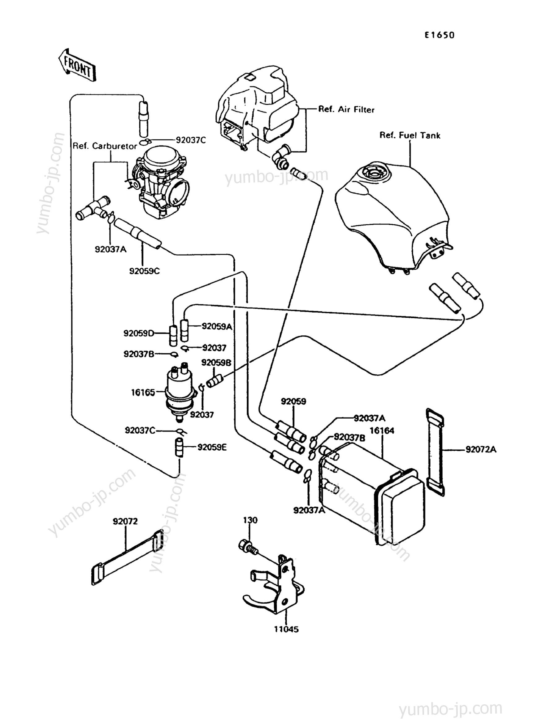 Fuel Evaporative System(CA) для мотоциклов KAWASAKI CONCOURS (ZG1000-A7) 1992 г.