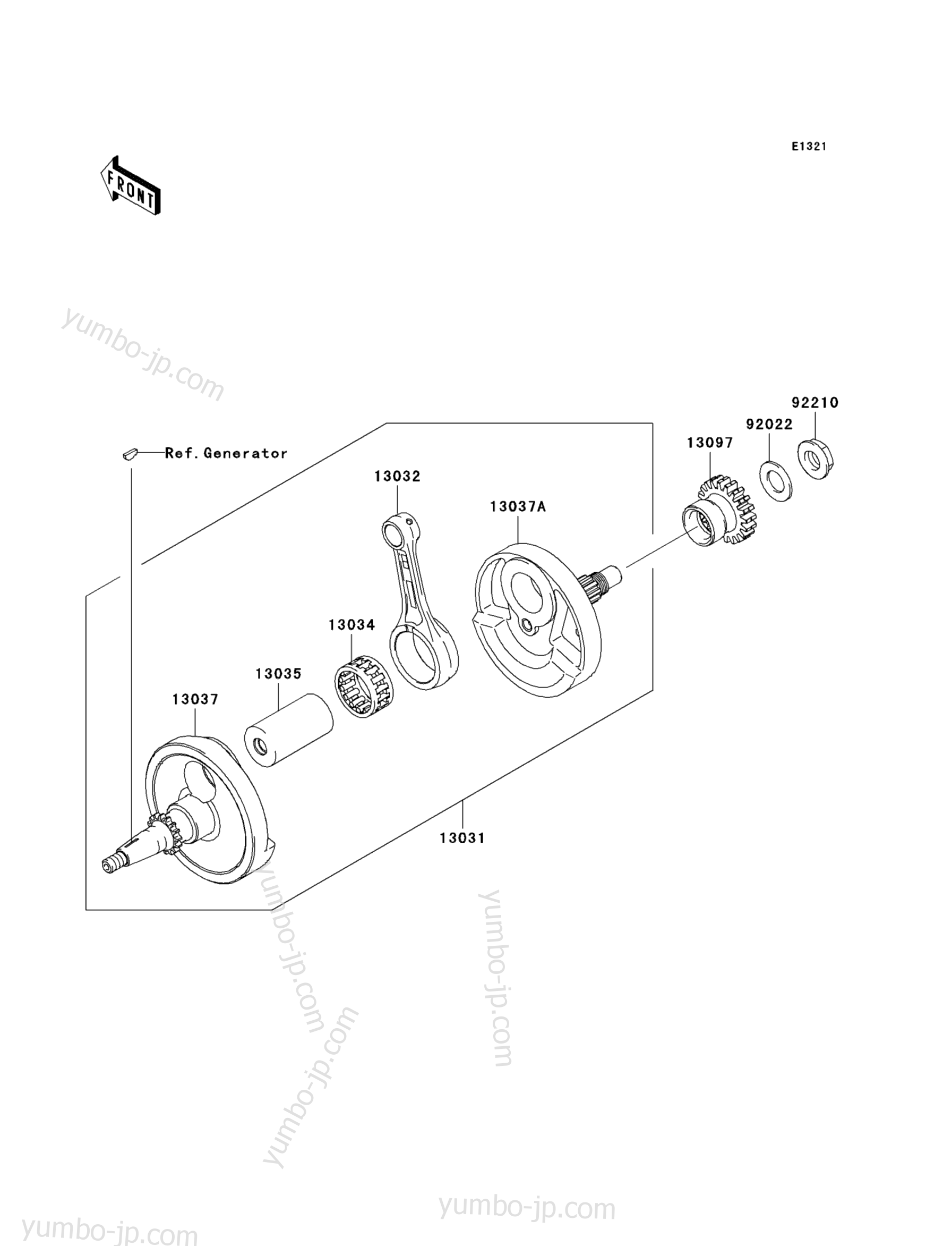 CRANKSHAFT for motorcycles KAWASAKI KX250F (KX250W9F) 2009 year