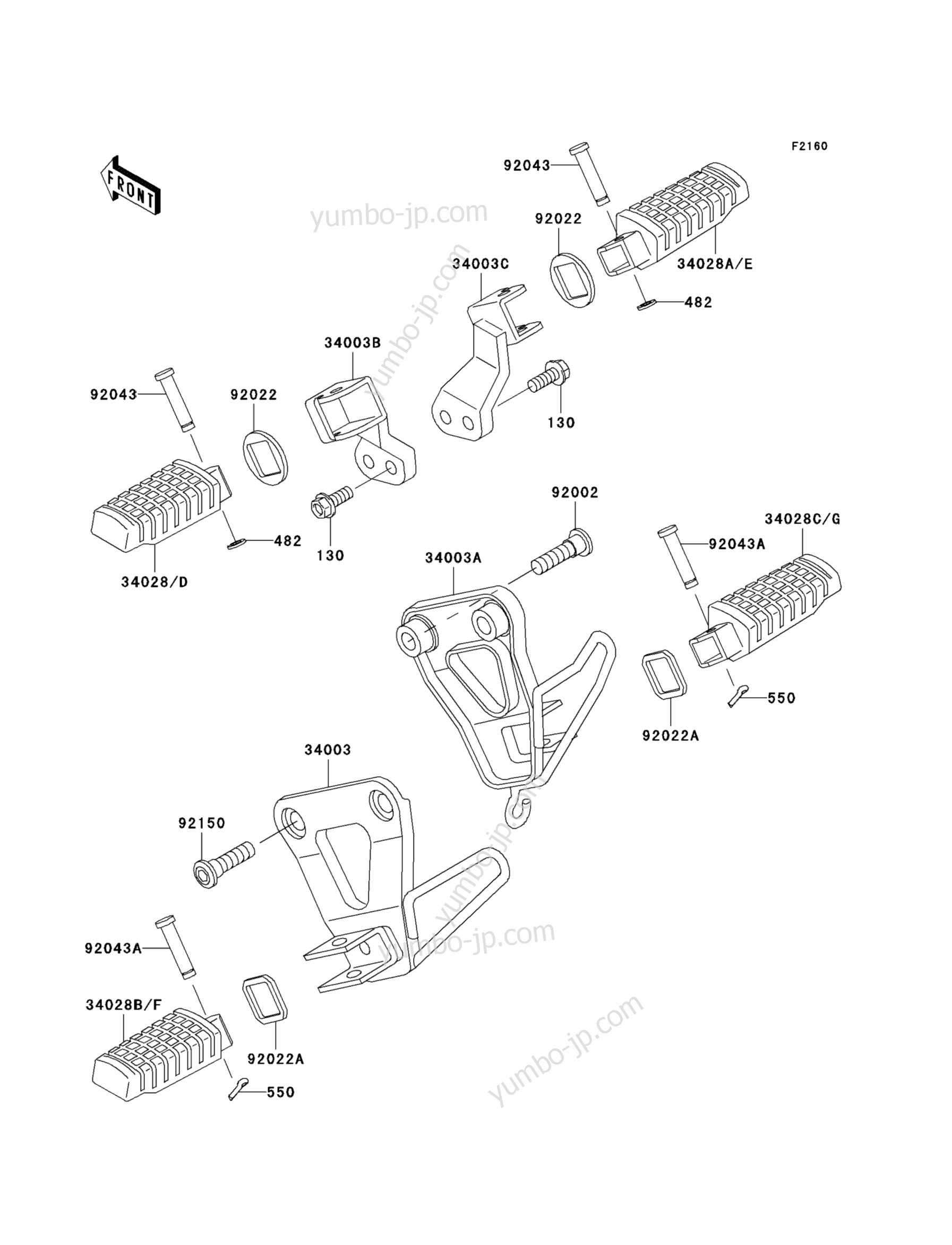 FOOTRESTS для мотоциклов KAWASAKI KLR650 (KL650A7F) 2007 г.