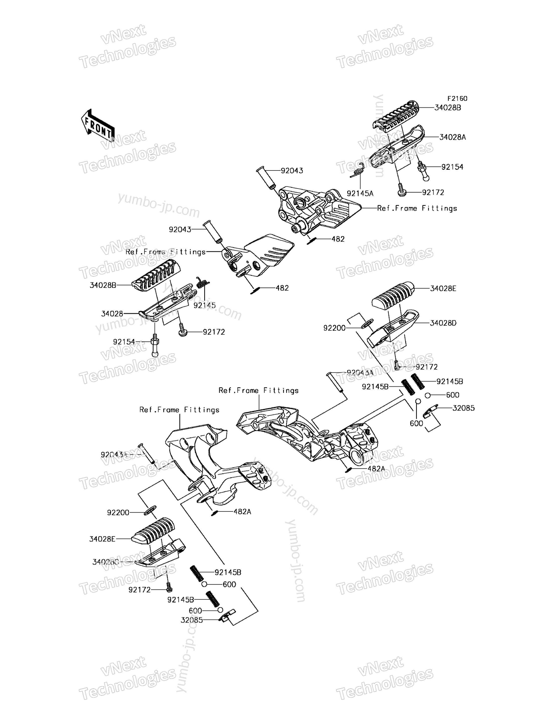 FOOTRESTS для мотоциклов KAWASAKI CONCOURS 14 ABS (ZG1400EGF) 2016 г.