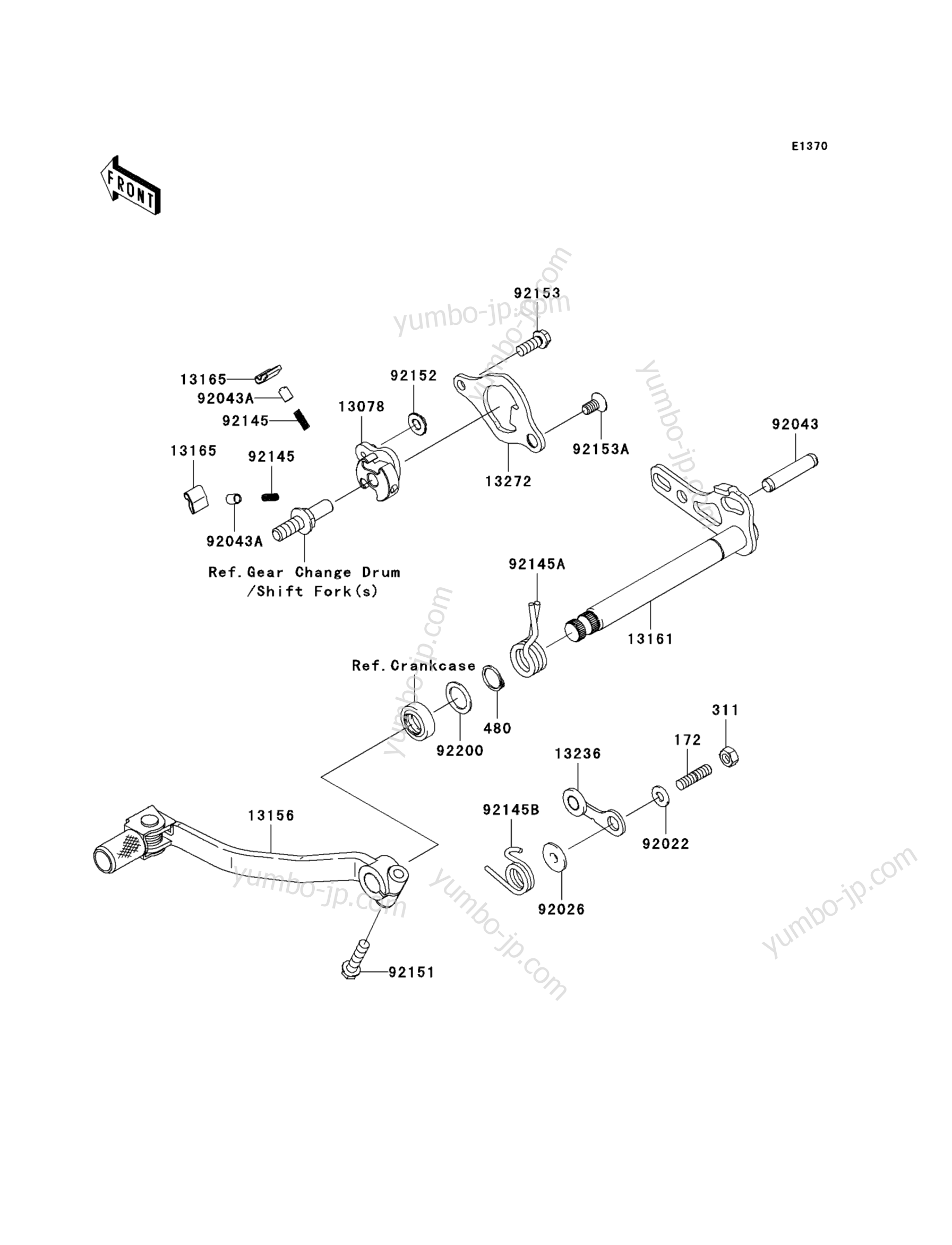 GEAR CHANGE MECHANISM для мотоциклов KAWASAKI KX250F (KX250W9FA) 2009 г.