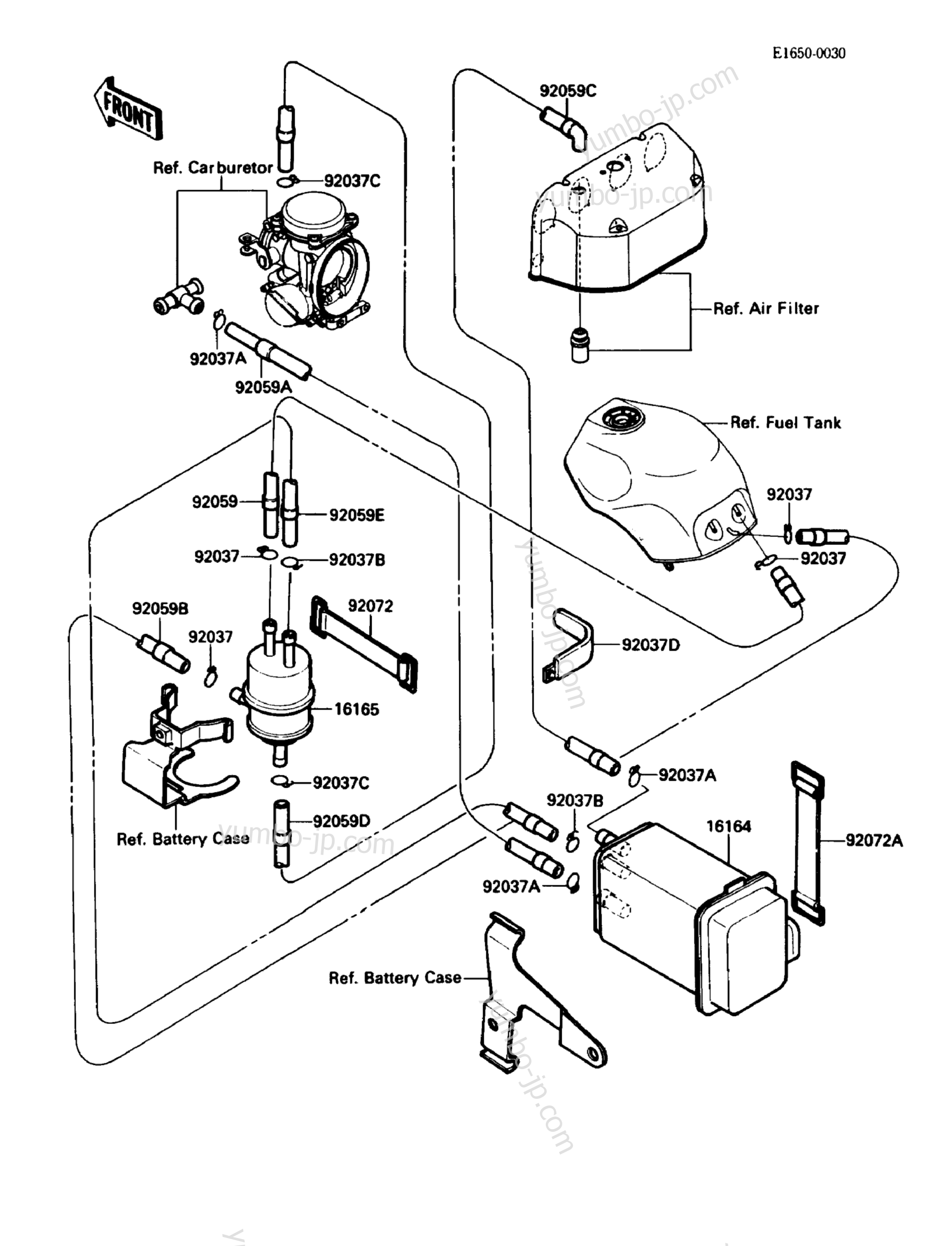 FUEL EVAPORATIVE SYSTEM для мотоциклов KAWASAKI NINJA ZX-10 (ZX1000-B2) 1989 г.