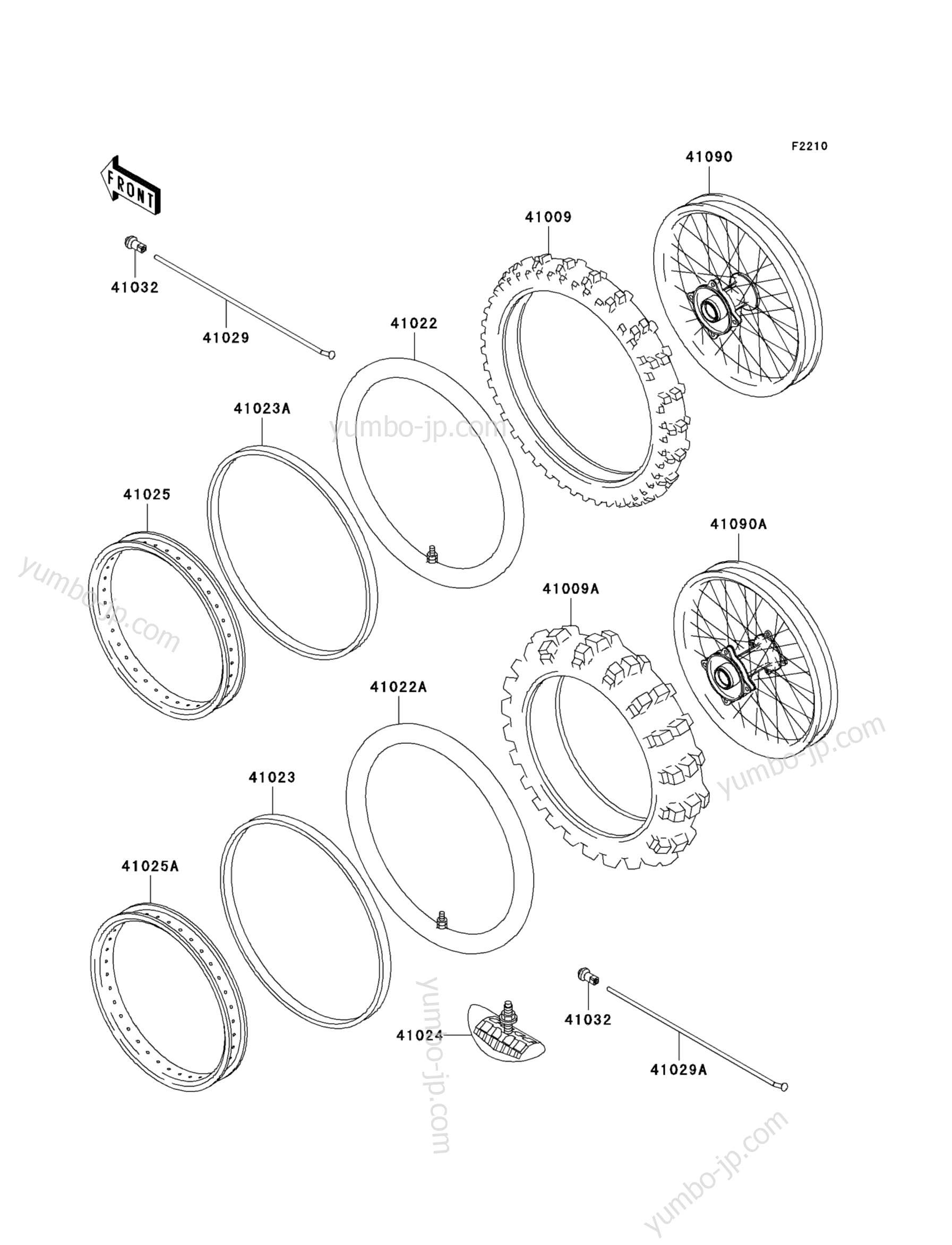 WHEELS/TIRES для мотоциклов KAWASAKI KX65 (KX65-A6) 2005 г.