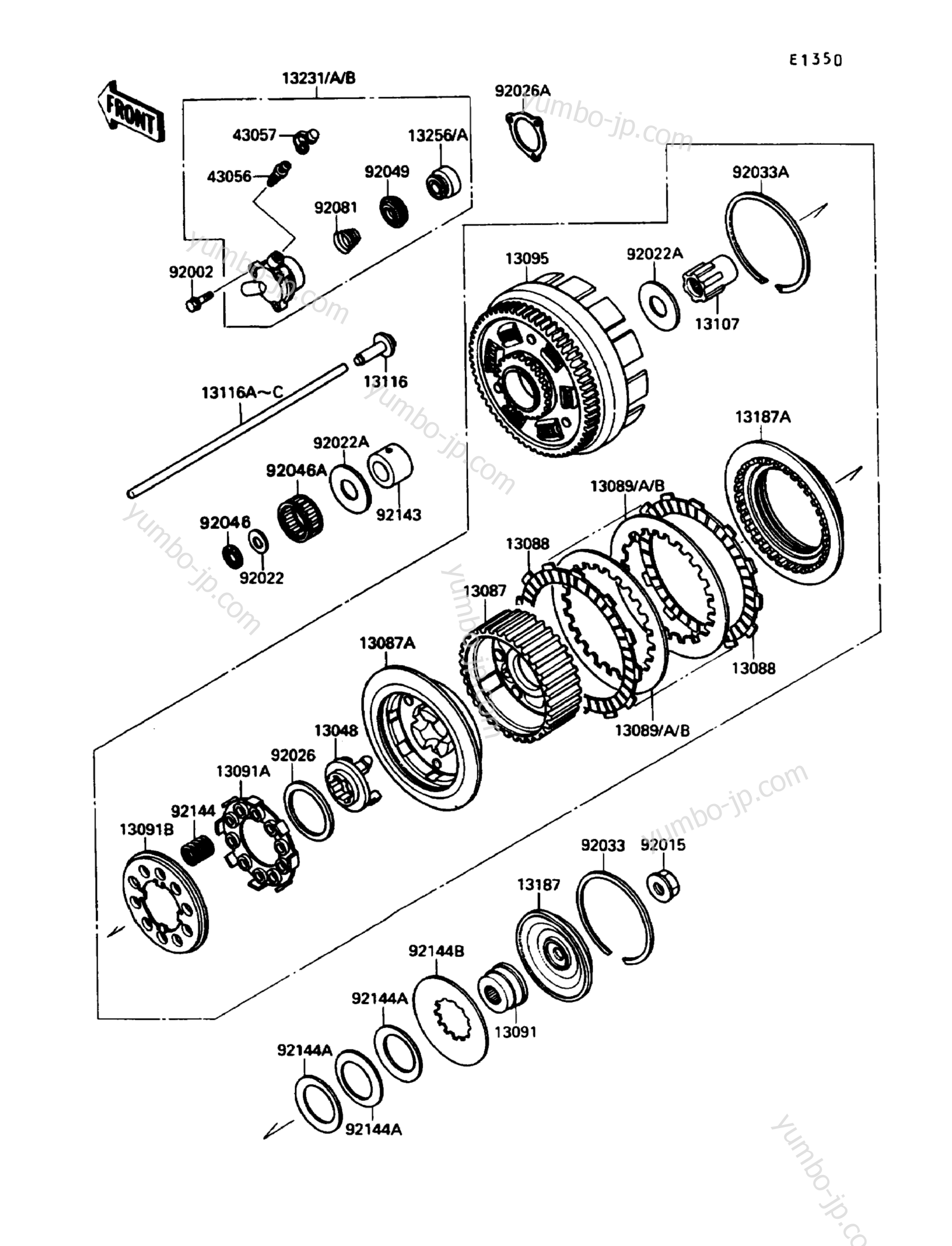 Устройство сцепления для мотоциклов KAWASAKI VN-15SE (VN1500-B3) 1989 г.
