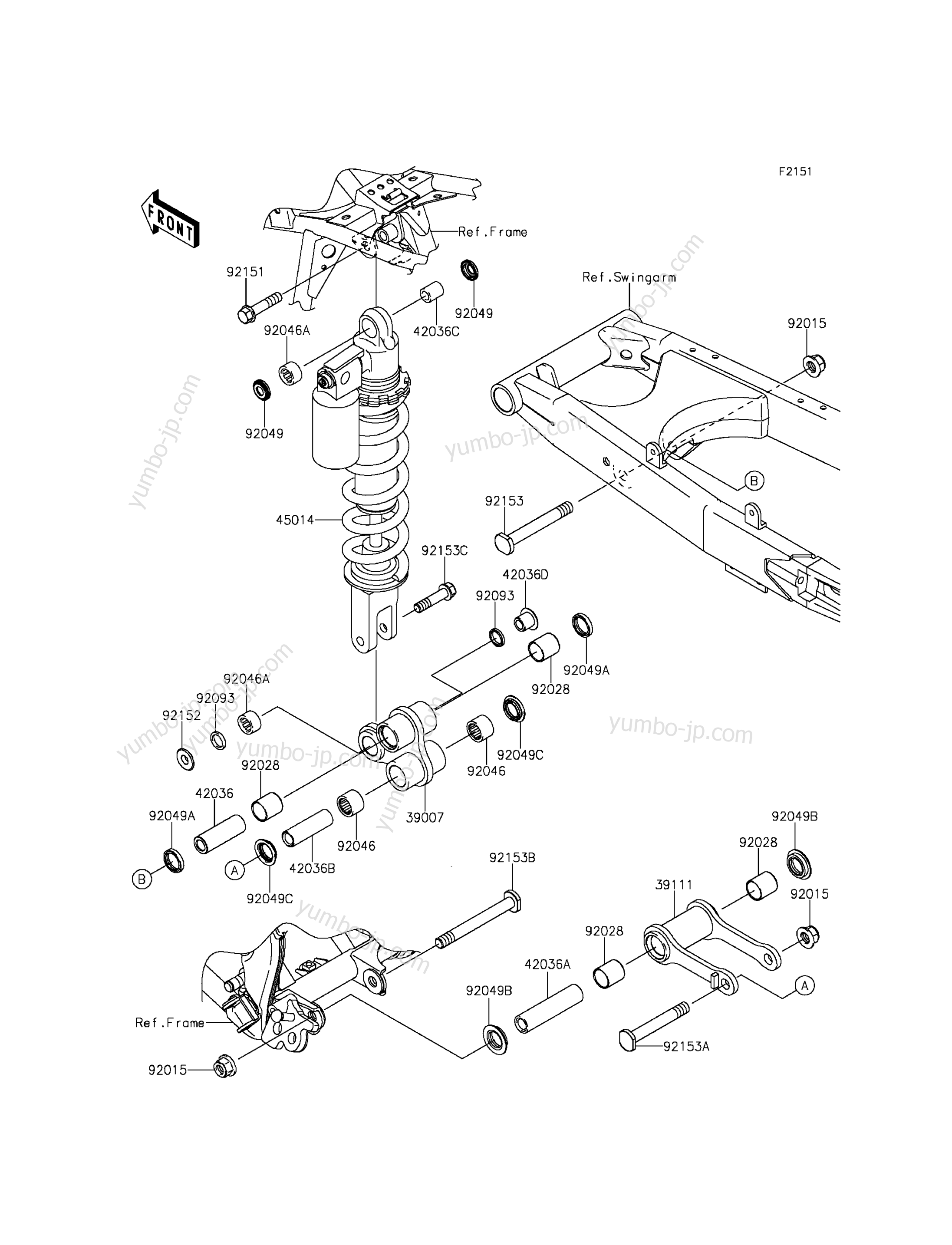 SUSPENSION/SHOCK ABSORBER для мотоциклов KAWASAKI KLX140L (KLX140BHF) 2017 г.