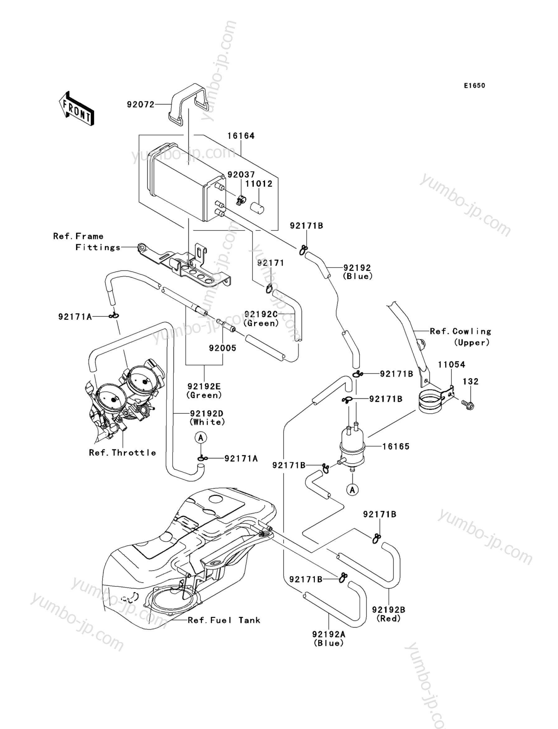Fuel Evaporative System(CA) for motorcycles KAWASAKI CONCOURS 14 ABS (ZG1400A8F) 2008 year