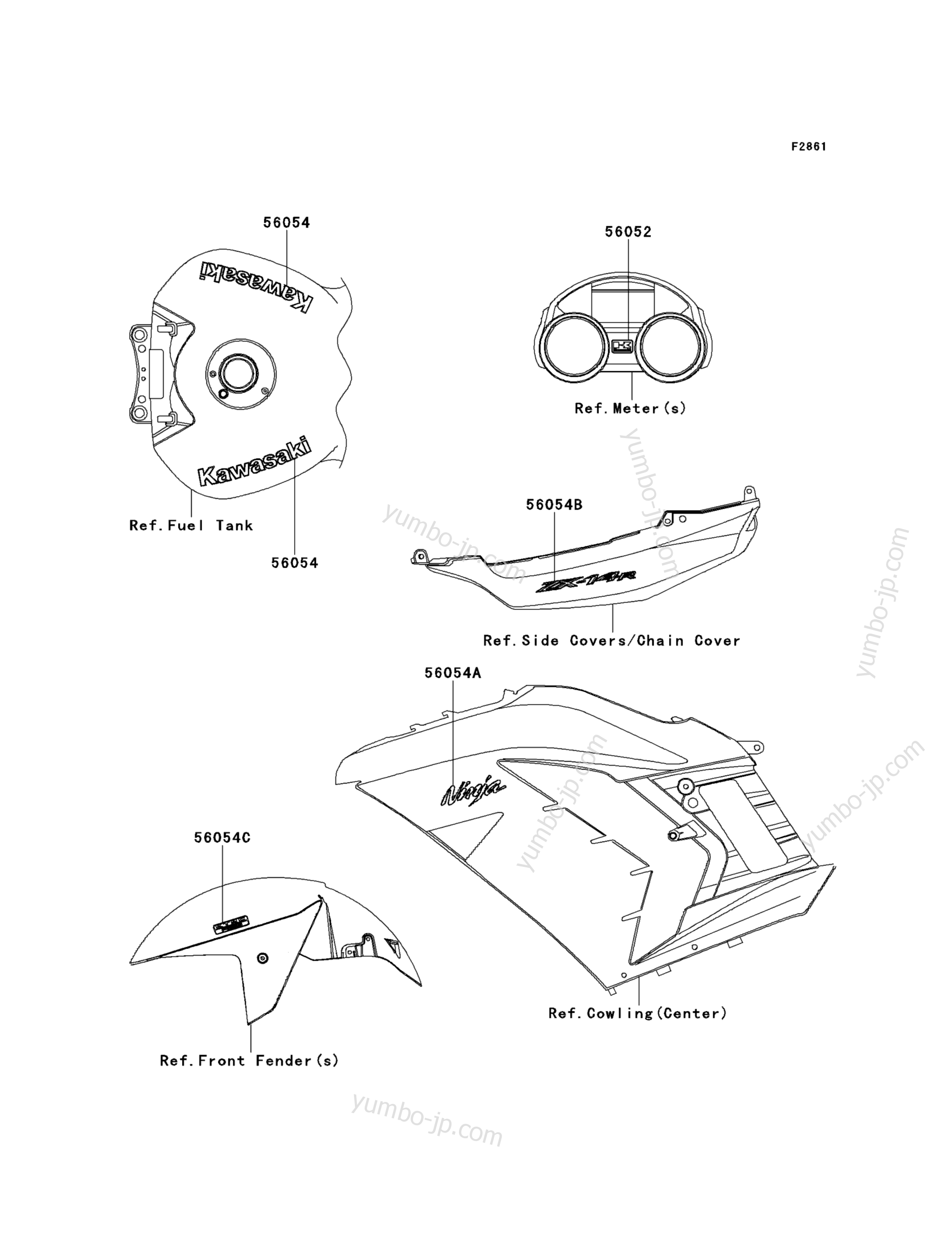 Decals(Red)(FDF) для мотоциклов KAWASAKI NINJA ZX-14R ABS (ZX1400FDF) 2013 г.