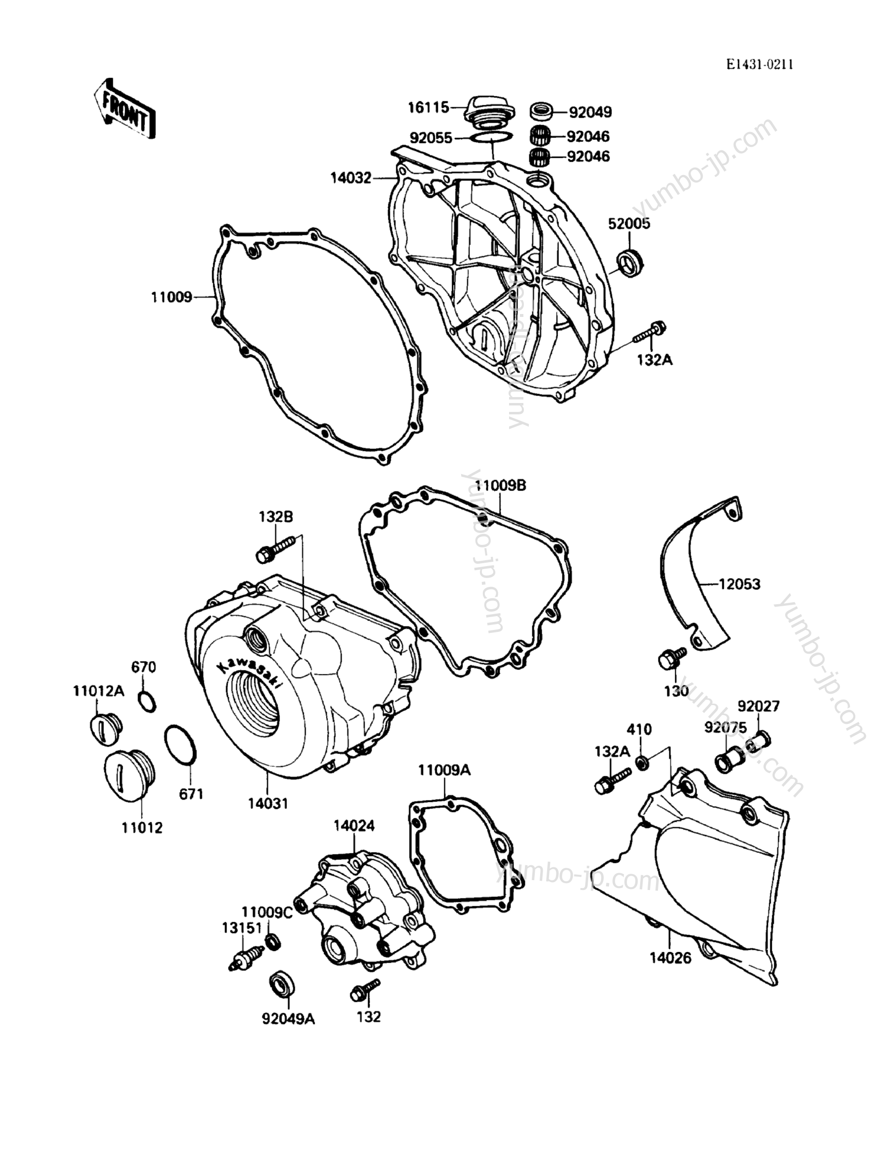 Engine Cover(s) for motorcycles KAWASAKI EX500 (EX500-A3) 1989 year