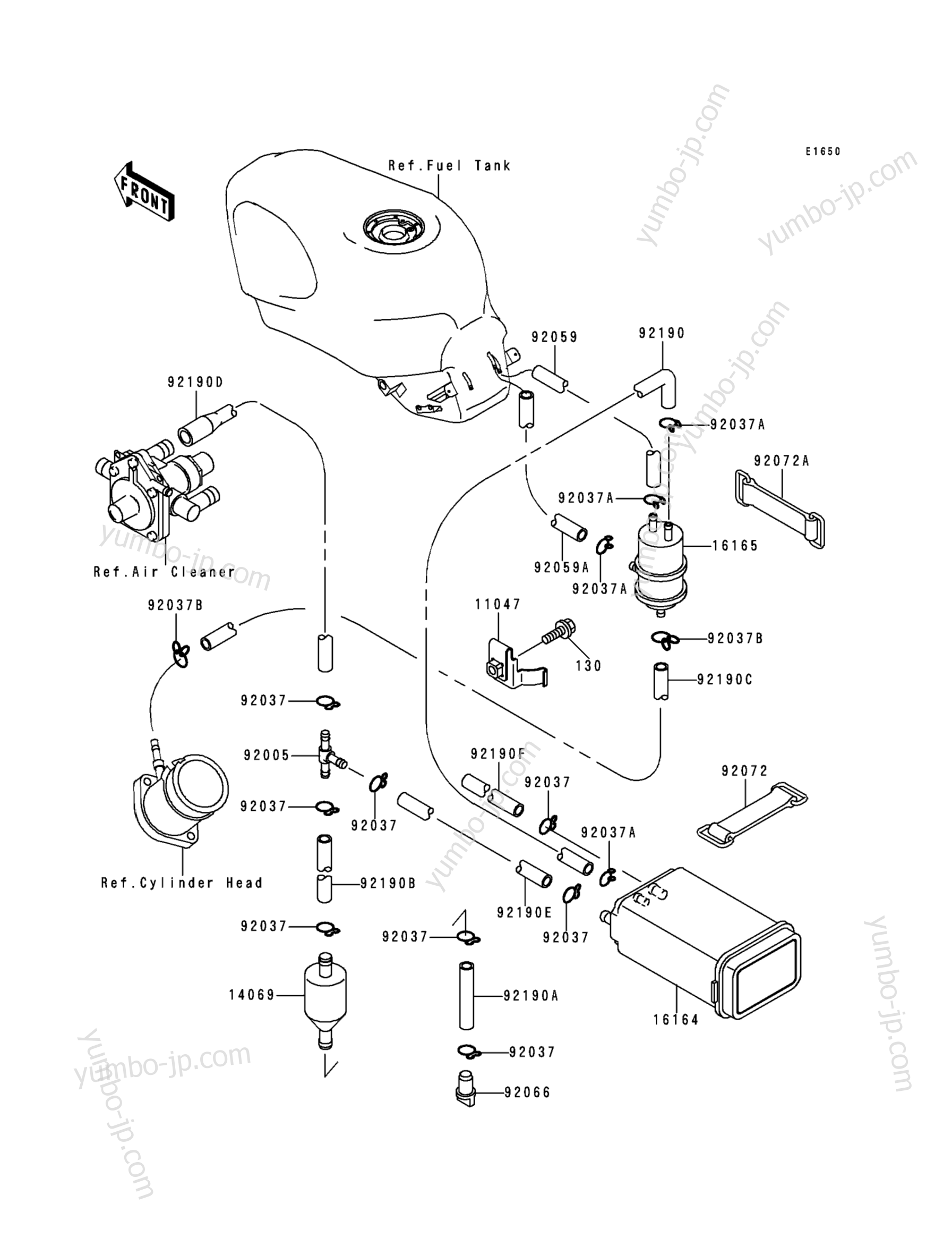 FUEL EVAPORATIVE SYSTEM для мотоциклов KAWASAKI NINJA ZX-6 (ZX600-E6) 1998 г.