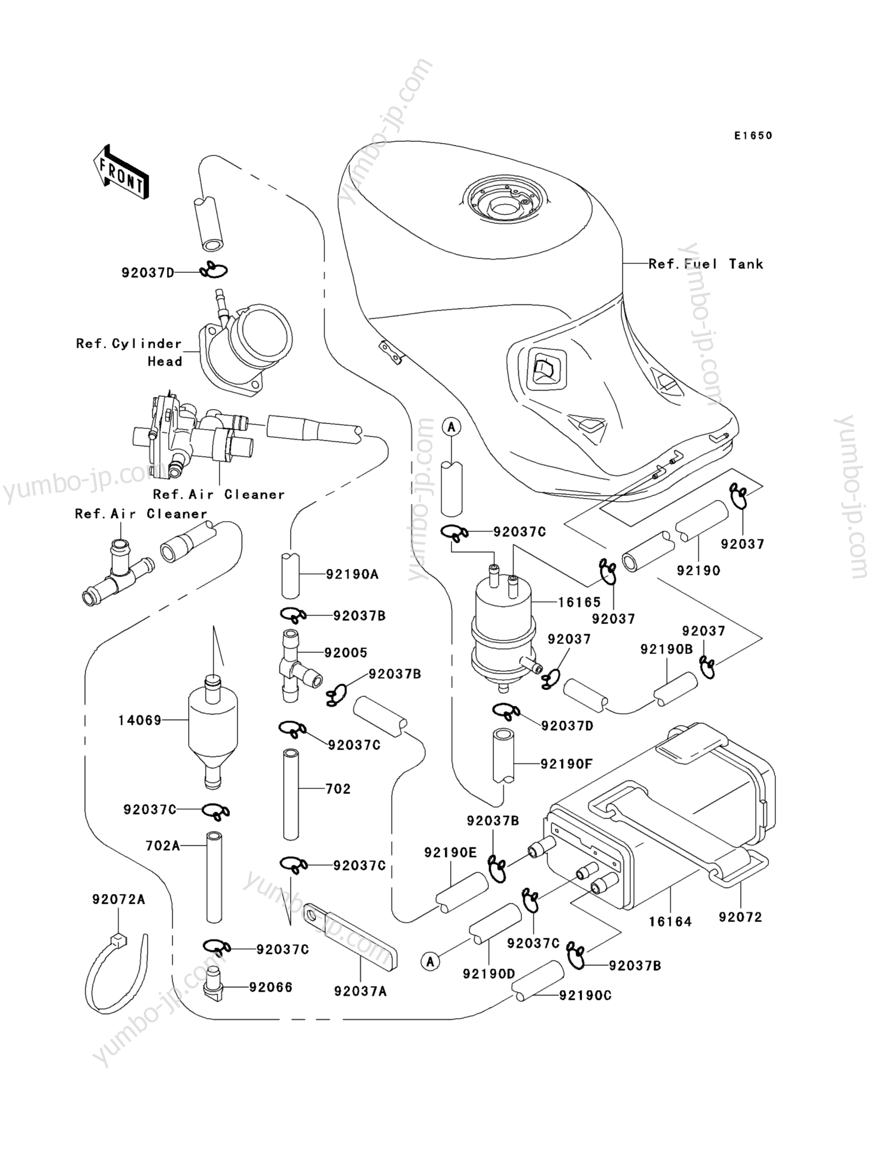 FUEL EVAPORATIVE SYSTEM для мотоциклов KAWASAKI NINJA ZX-11 (ZX1100-D6) 1998 г.