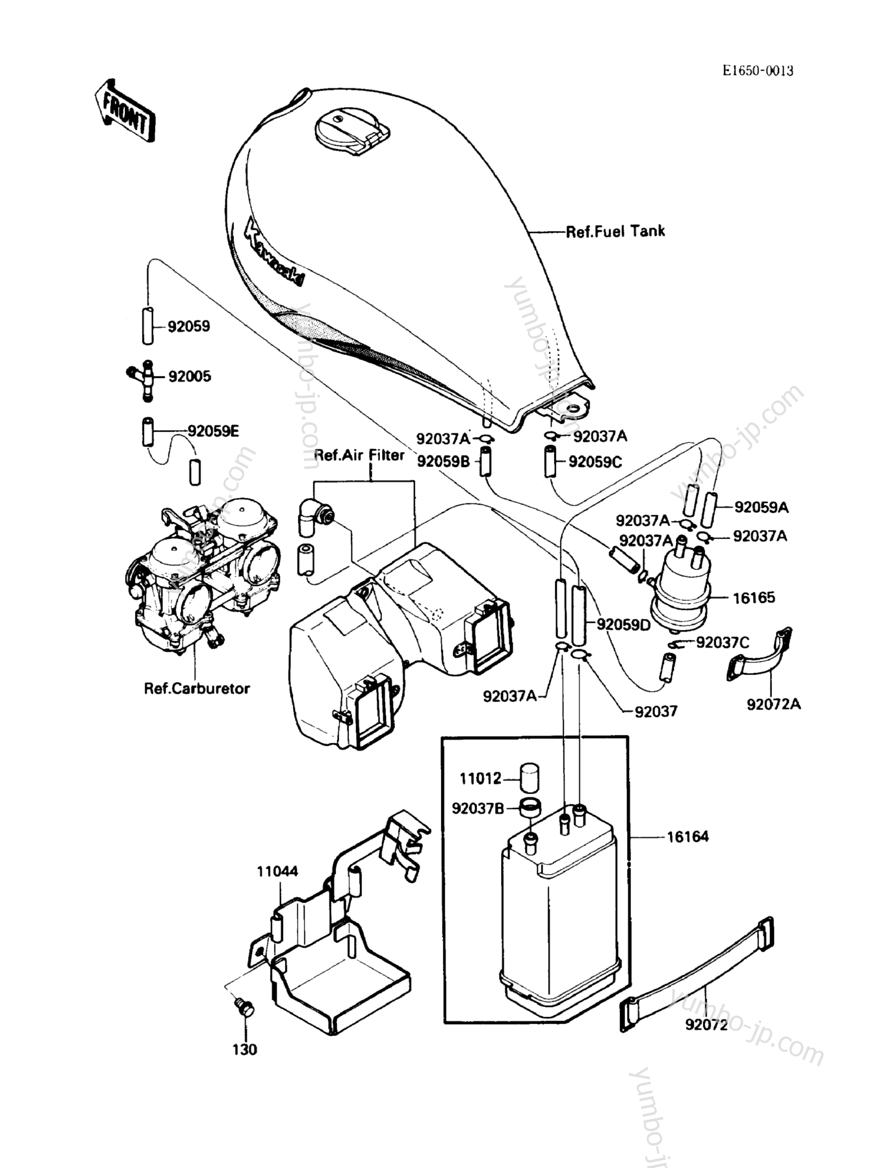 FUEL EVAPORATIVE SYSTEM for motorcycles KAWASAKI 454LTD (EN450-A4) 1988 year