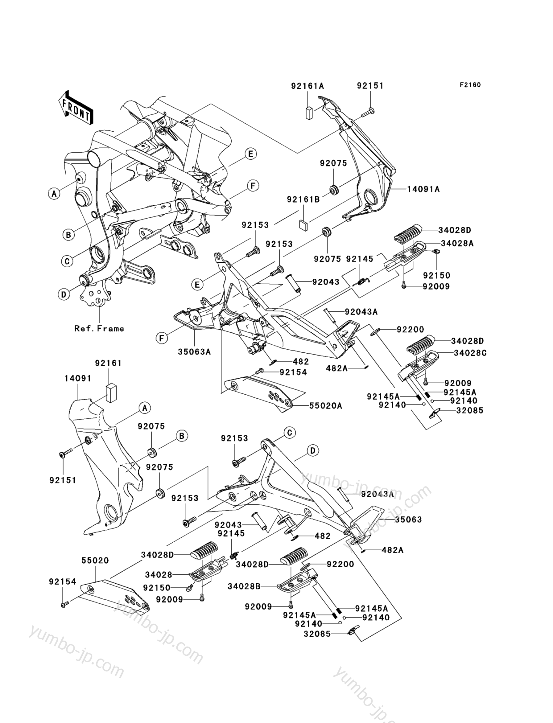 FOOTRESTS для мотоциклов KAWASAKI ER-6N (ER650C9F) 2009 г.