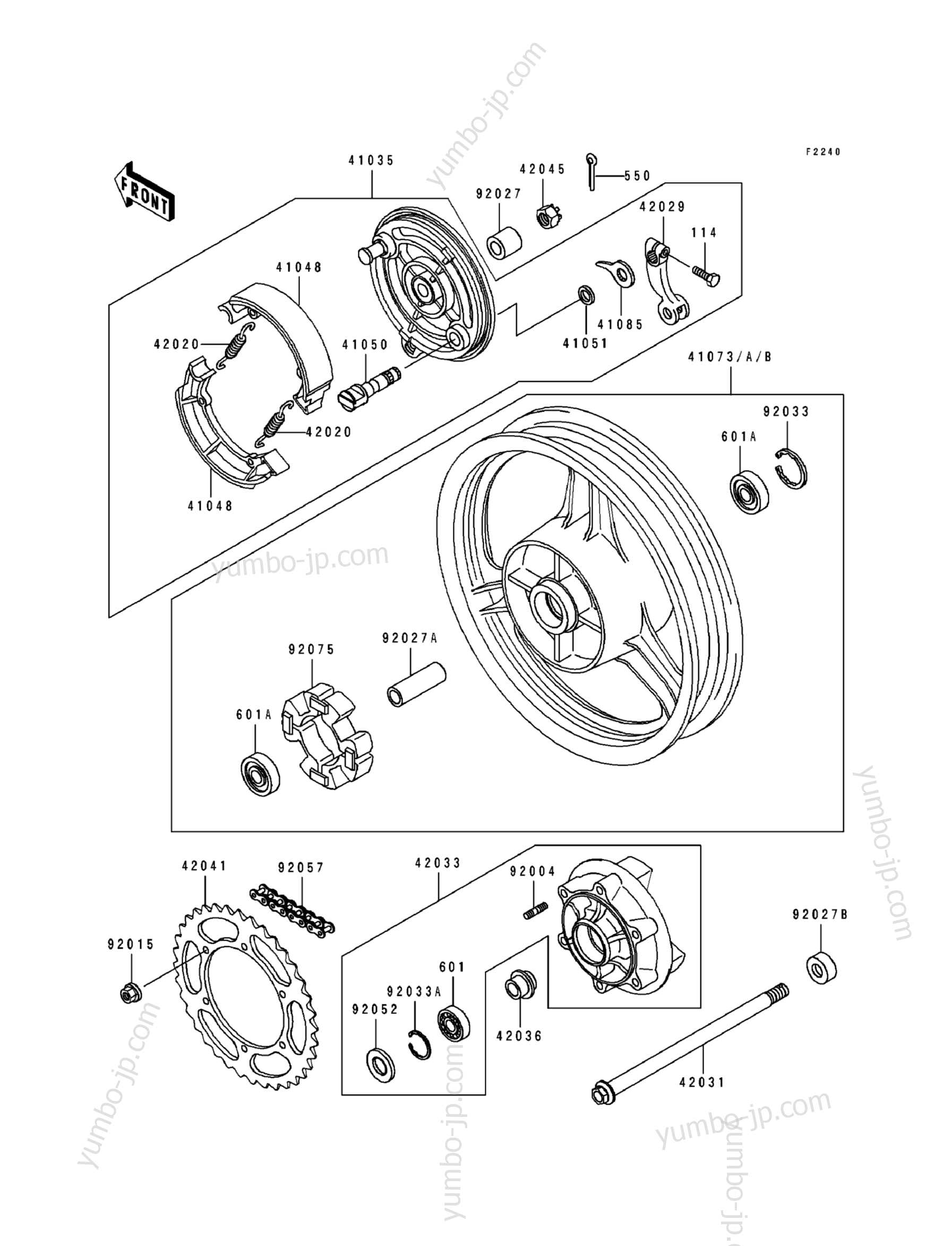 Rear Wheel/Chain/Coupling для мотоциклов KAWASAKI EX500 (EX500-A5) 1991 г.