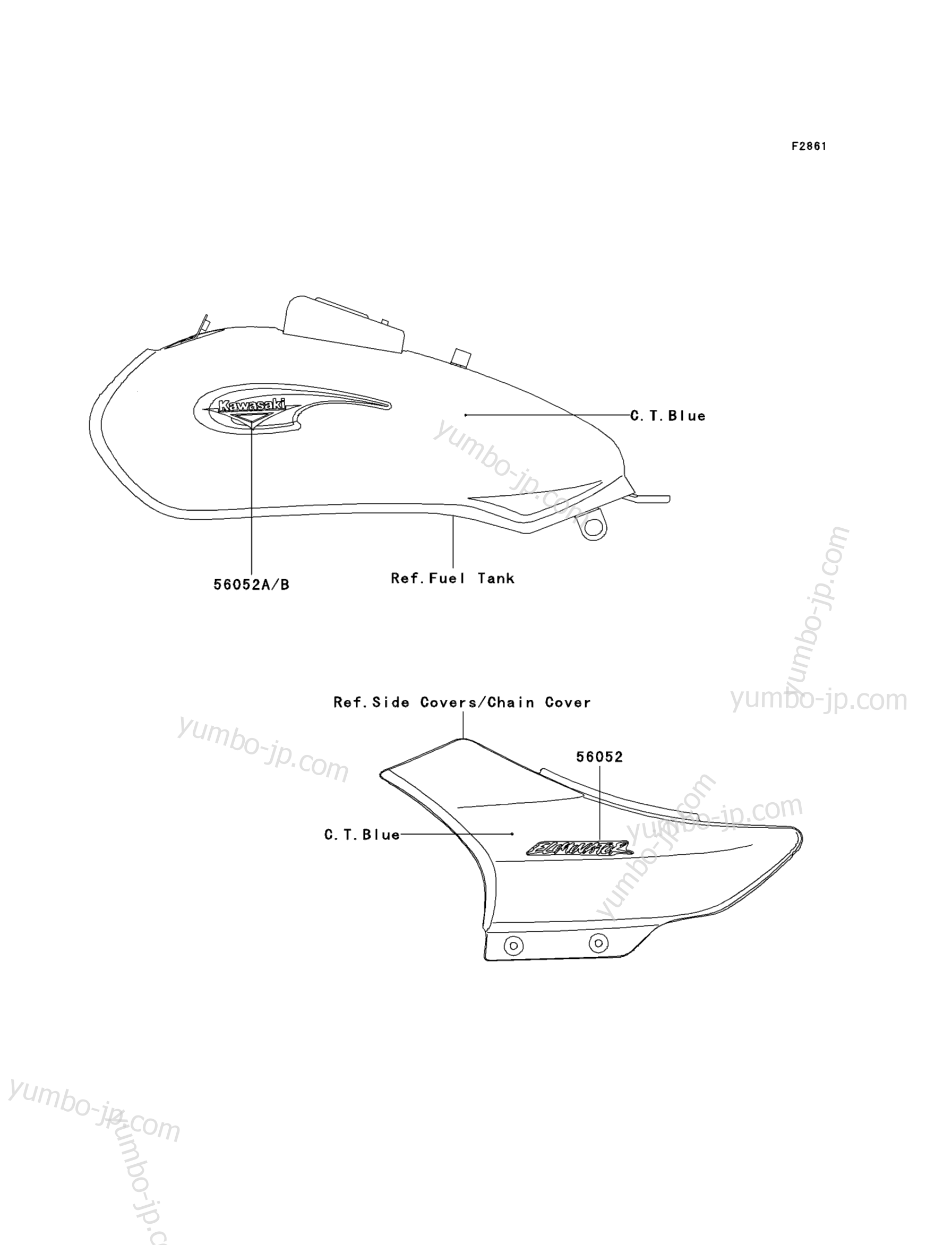 Decals(C.T.Blue)(A6F) for motorcycles KAWASAKI ELIMINATOR 125 (BN125A6F) 2006 year