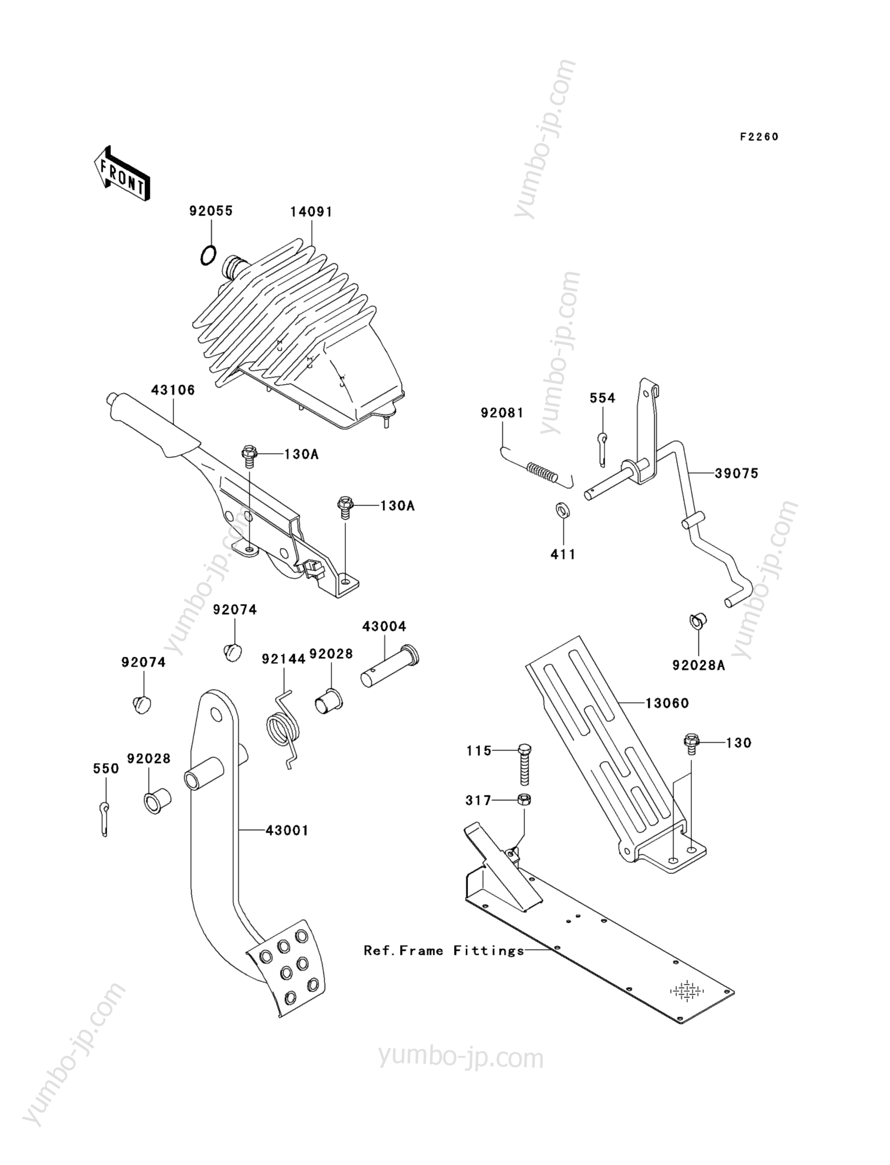 Brake Pedal/Throttle Lever для мотовездеходов KAWASAKI MULE 3010 DIESEL 4X4 (KAF950D8F) 2008 г.