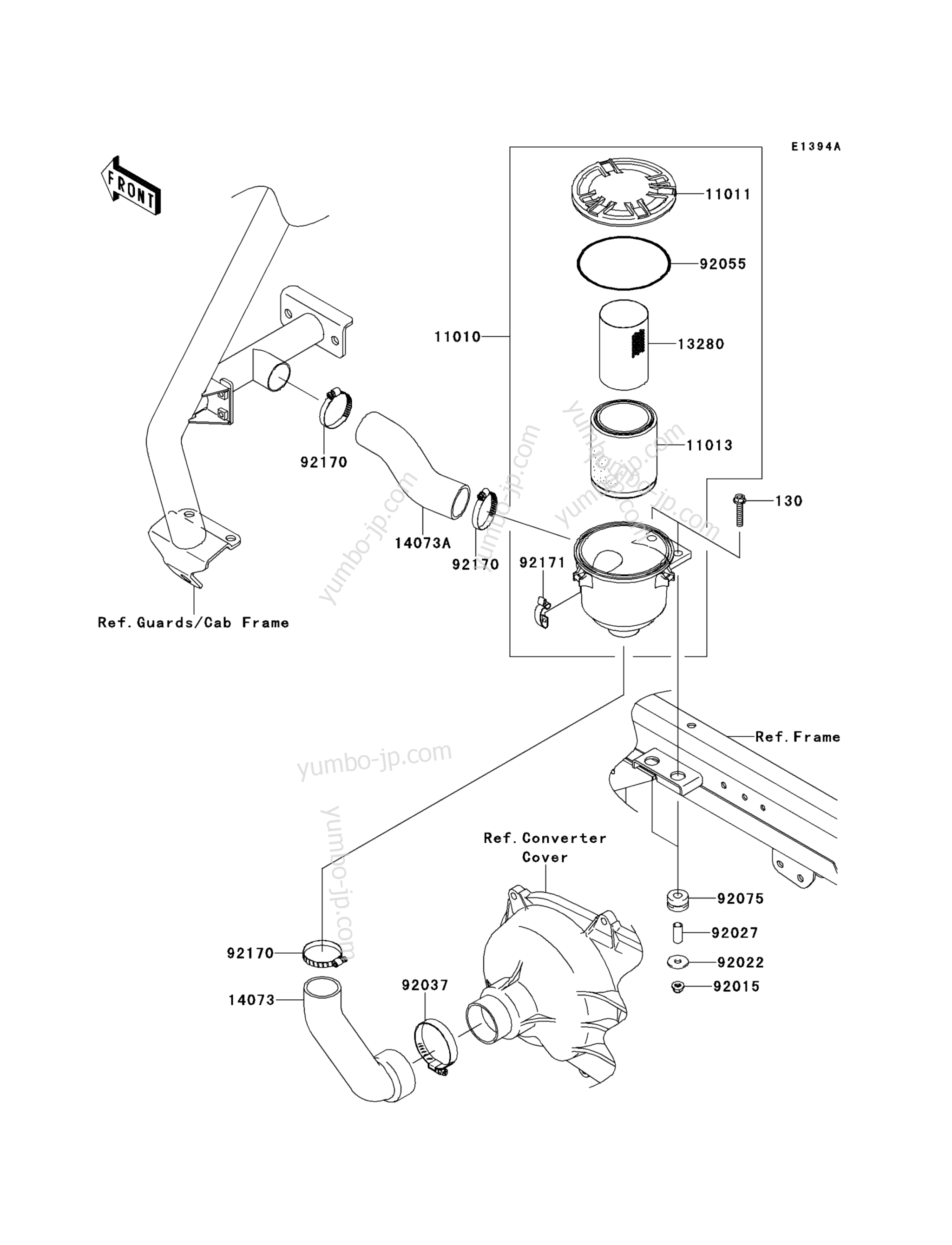 Air Cleaner-Belt Converter(GBF&sim;GDF) для мотовездеходов KAWASAKI MULE 4010 TRANS4X4 DIESEL (KAF950GCF) 2012 г.