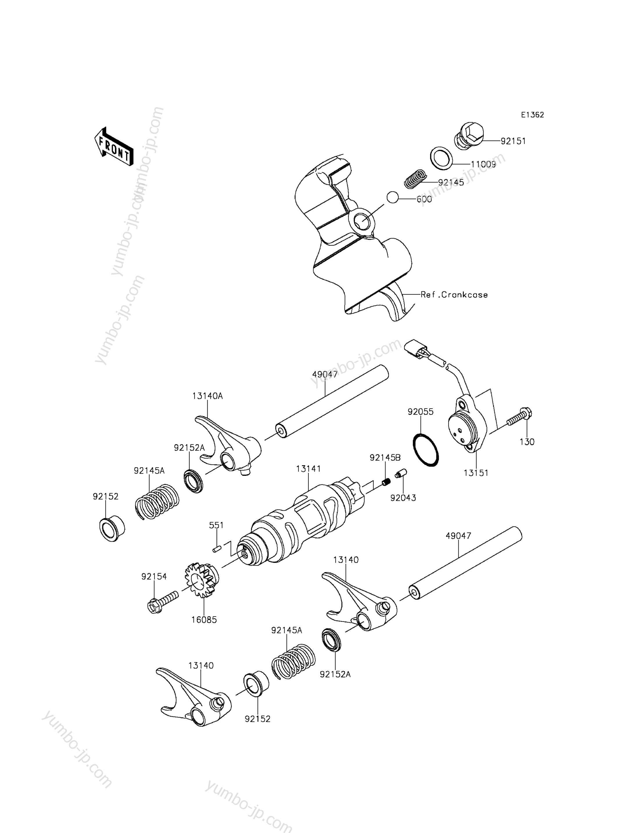 Gear Change Drum/Shift Fork(s) для мотовездеходов KAWASAKI TERYX (KRF800BFF) 2015 г.