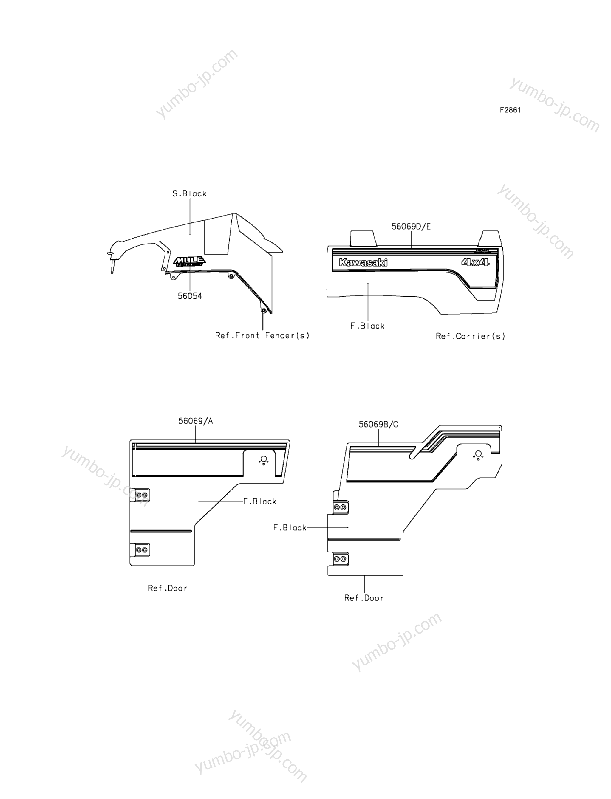 Decals(Black) для мотовездеходов KAWASAKI MULE PRO-FXT (KAF820BFF) 2015 г.