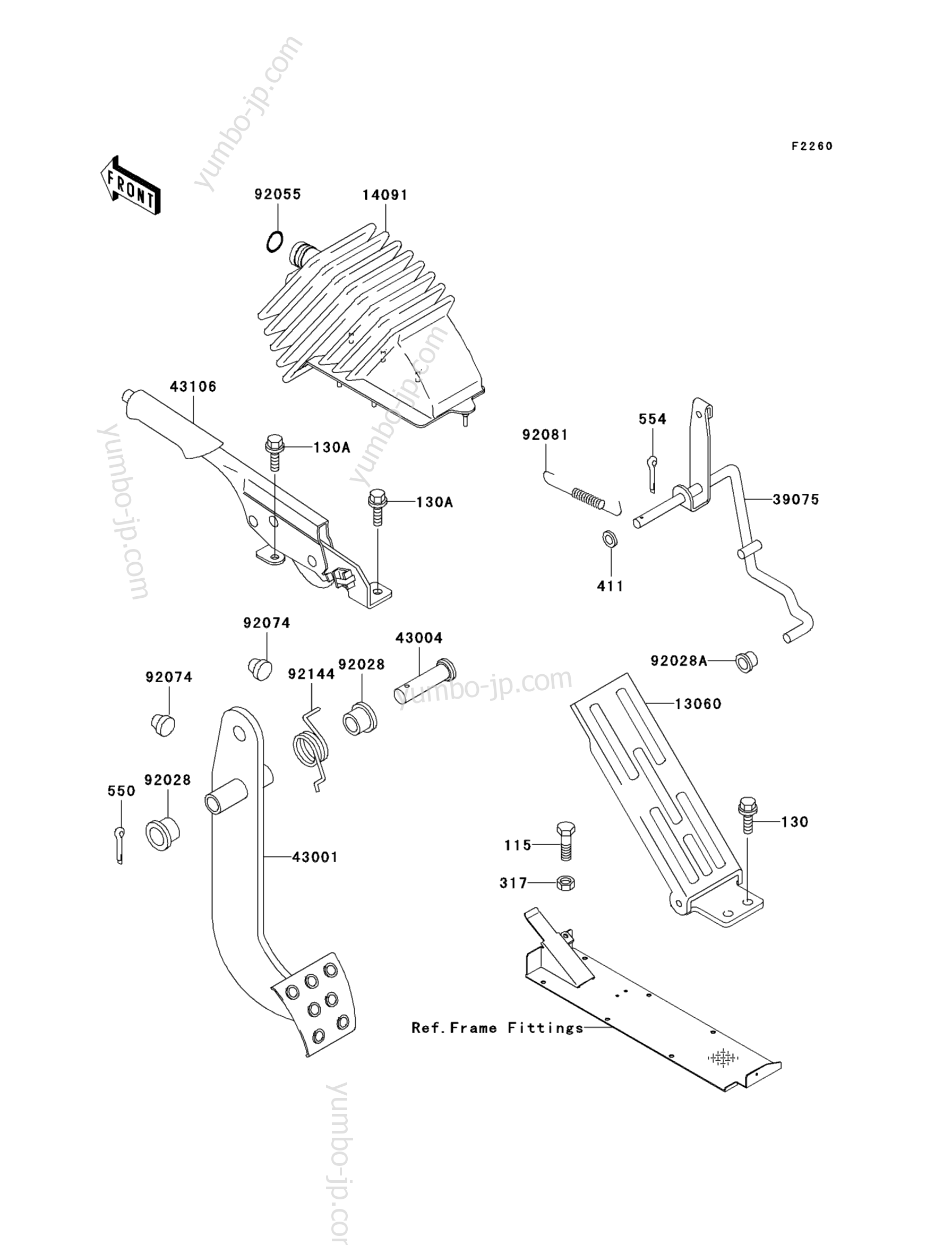 Brake Pedal/Throttle Lever for UTVs KAWASAKI MULE 3010 DIESEL 4X4 (KAF950-B3) 2007 year