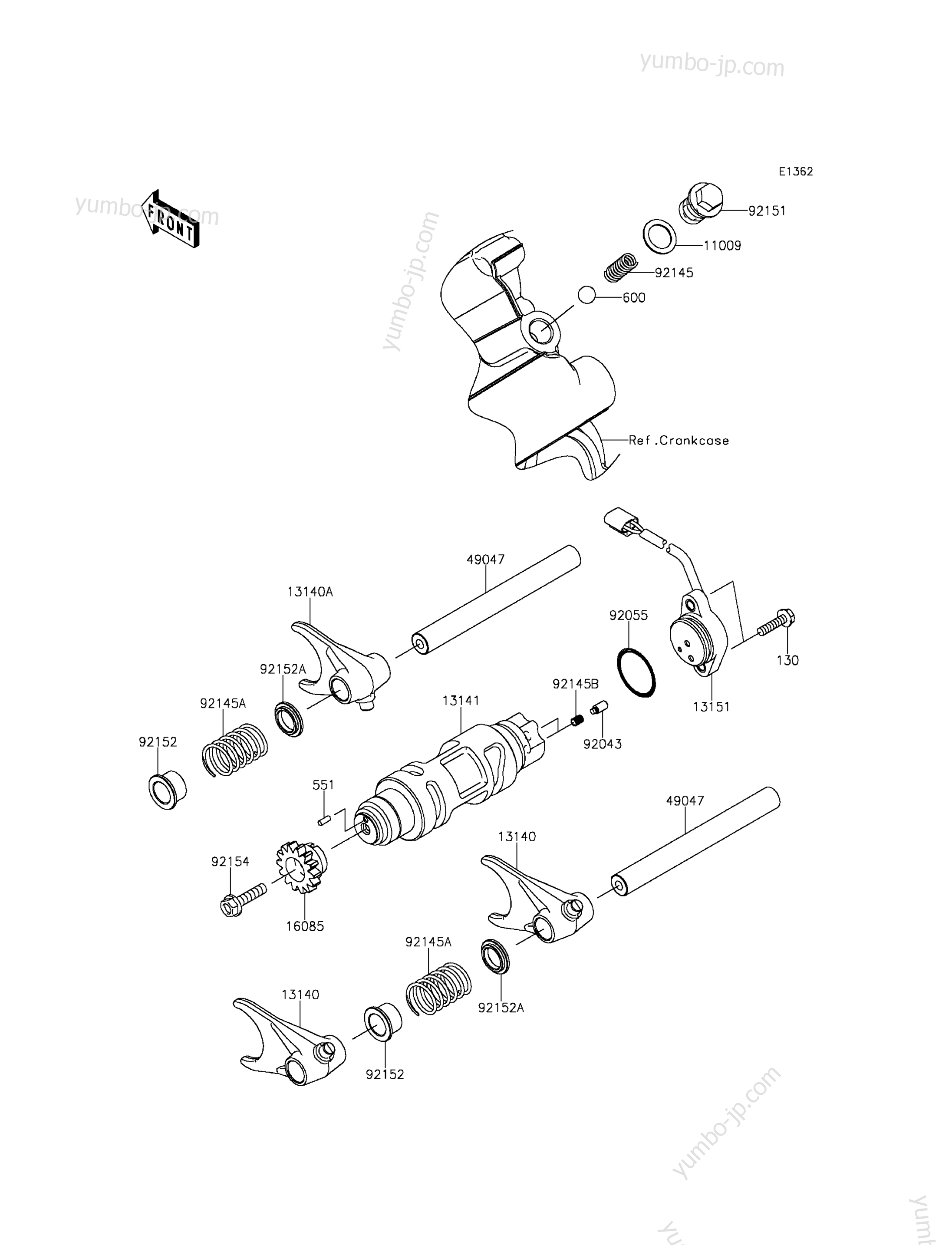 Gear Change Drum/Shift Fork(s) для мотовездеходов KAWASAKI TERYX (KRF800BEF) 2014 г.