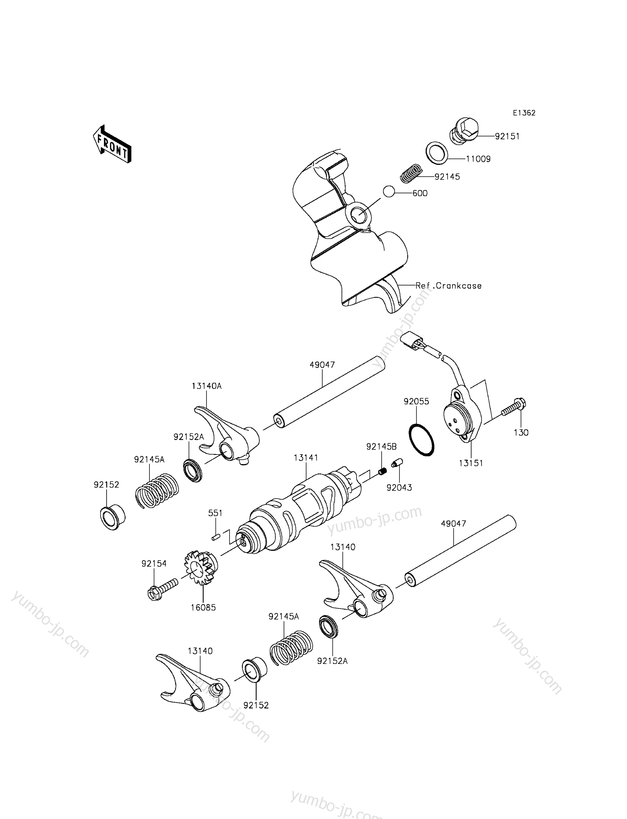 Gear Change Drum/Shift Fork(s) для мотовездеходов KAWASAKI TERYX4 (KRT800BFF) 2015 г.