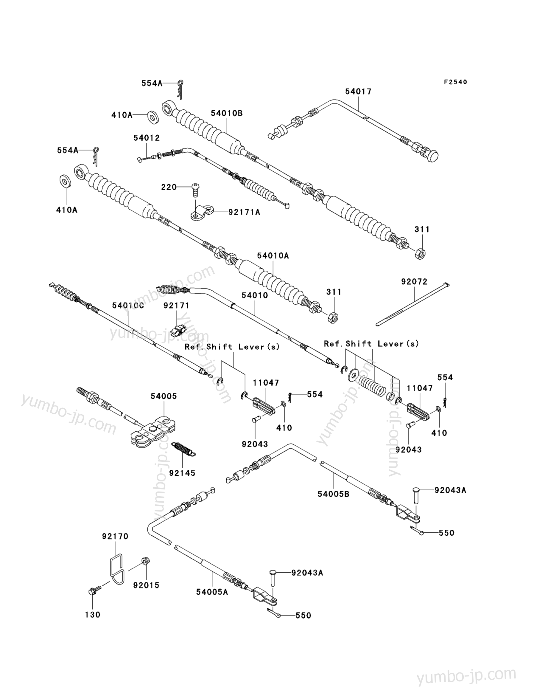 Cables(&sim;JK1AFCE1 6B543663) для мотовездеходов KAWASAKI MULE 3010 4X4 (KAF620E6F) 2007 г.