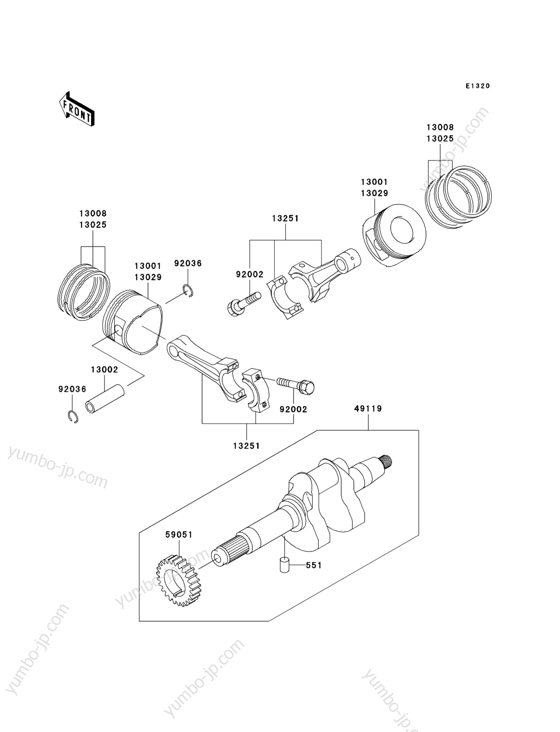 Crankshaft/Piston(s) for UTVs KAWASAKI MULE 3010 4X4 (KAF620-E1) 2007 year
