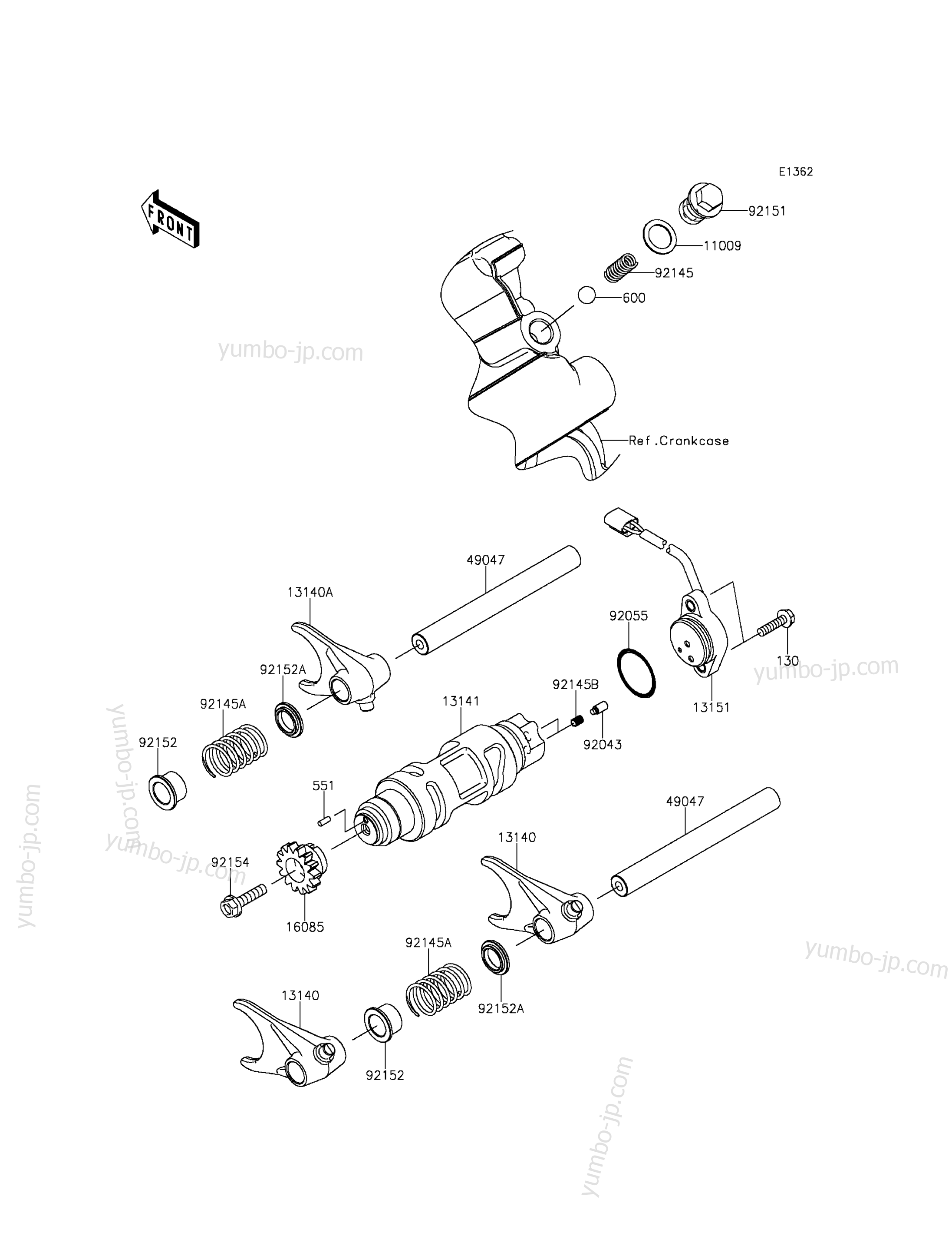 Gear Change Drum/Shift Fork(s) для мотовездеходов KAWASAKI TERYX (KRF800DFF) 2015 г.
