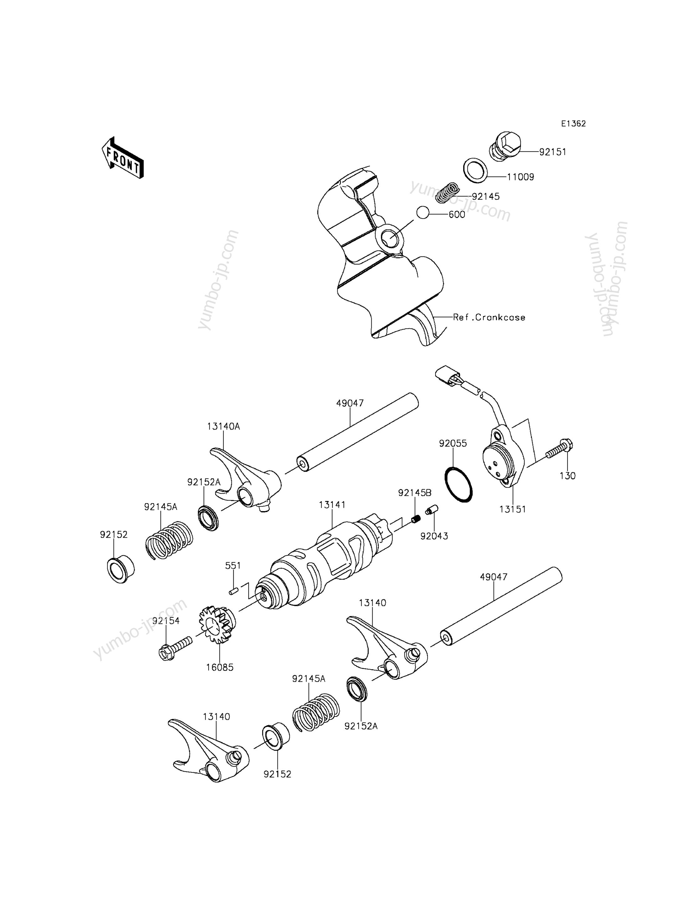 Gear Change Drum/Shift Fork(s) для мотовездеходов KAWASAKI TERYX (KRF800CFF) 2015 г.