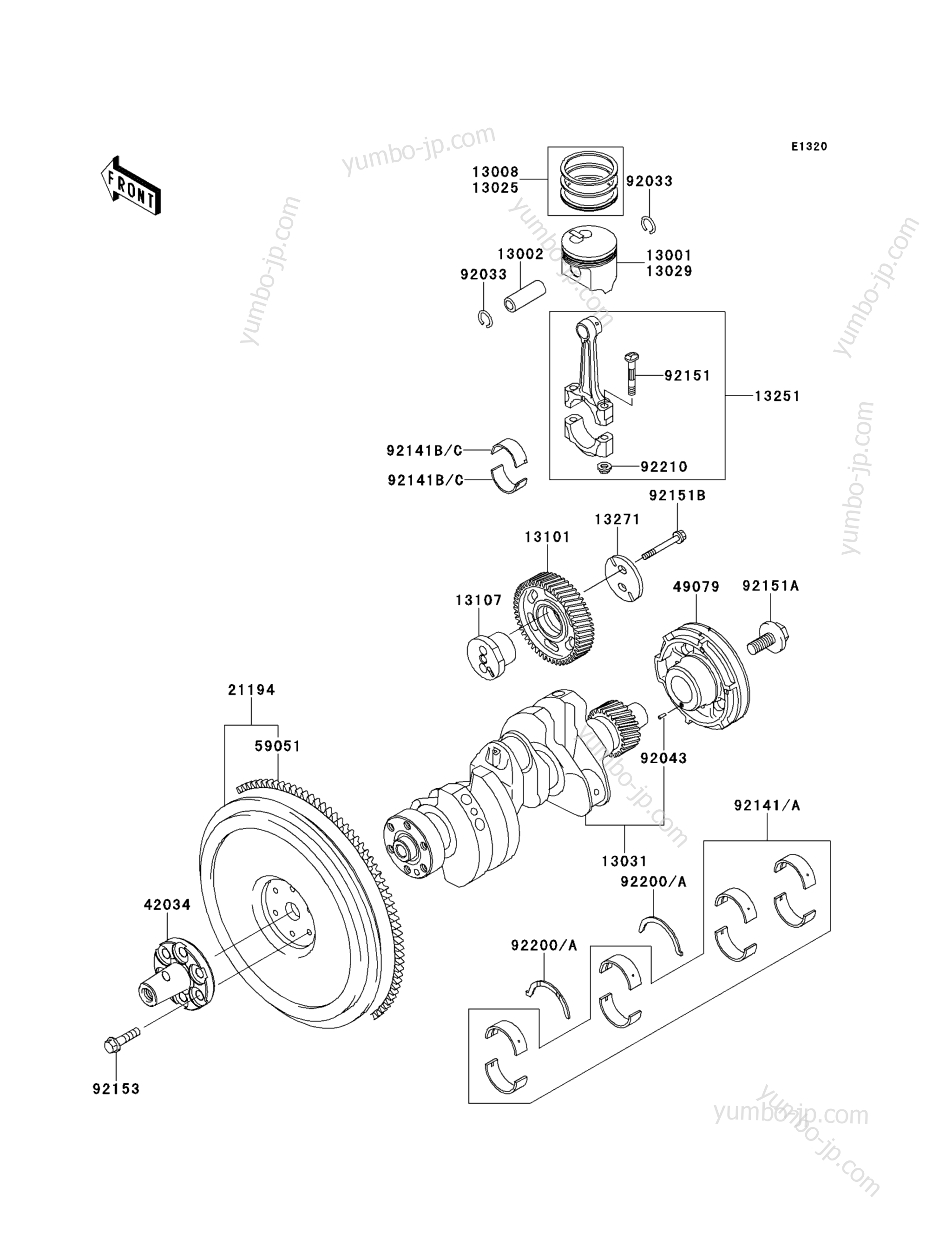 Crankshaft/Piston(s) для мотовездеходов KAWASAKI MULE 4010 DIESEL 4X4 (KAF950FDF) 2013 г.