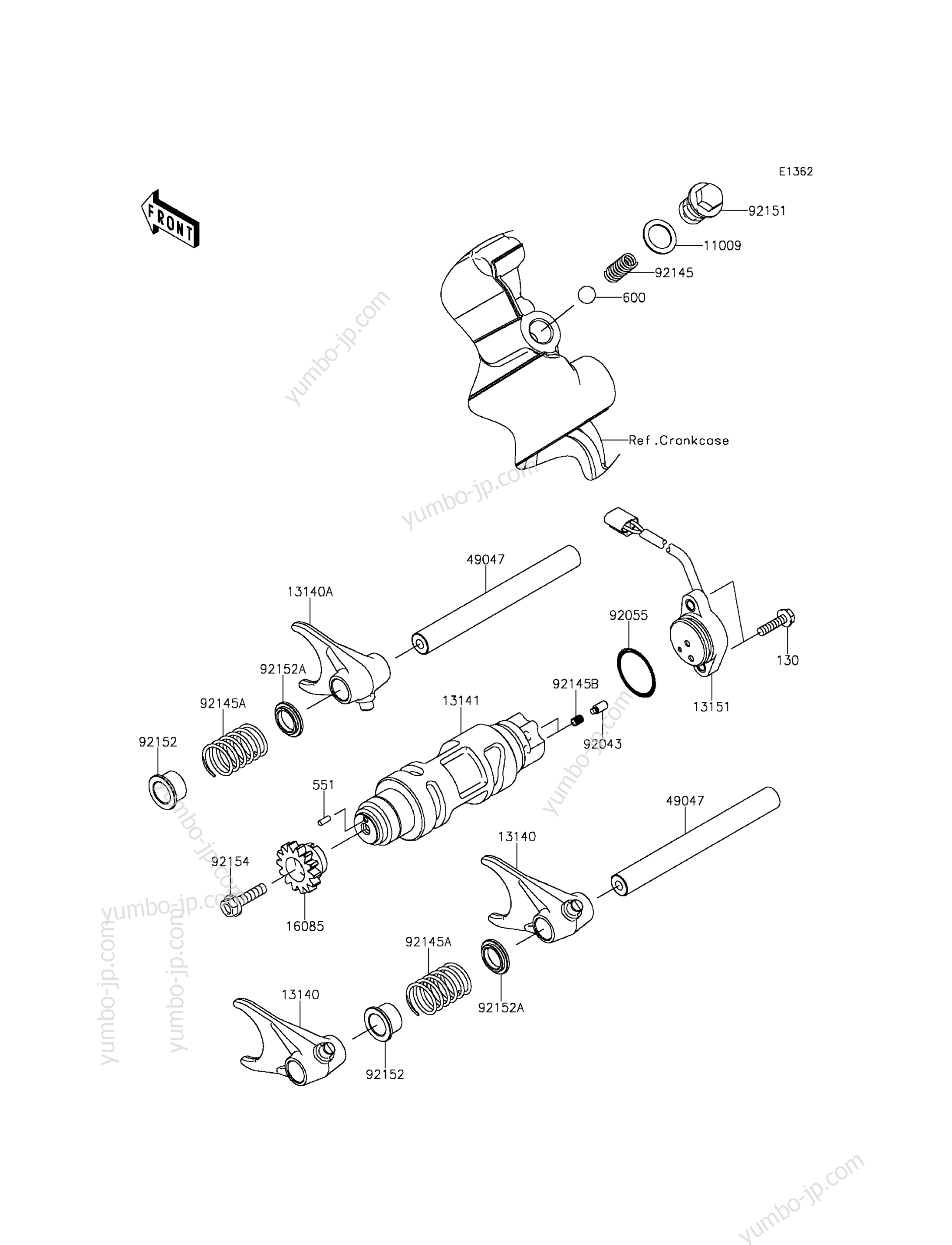 Gear Change Drum/Shift Fork(s) для мотовездеходов KAWASAKI TERYX (KRF800CEF) 2014 г.