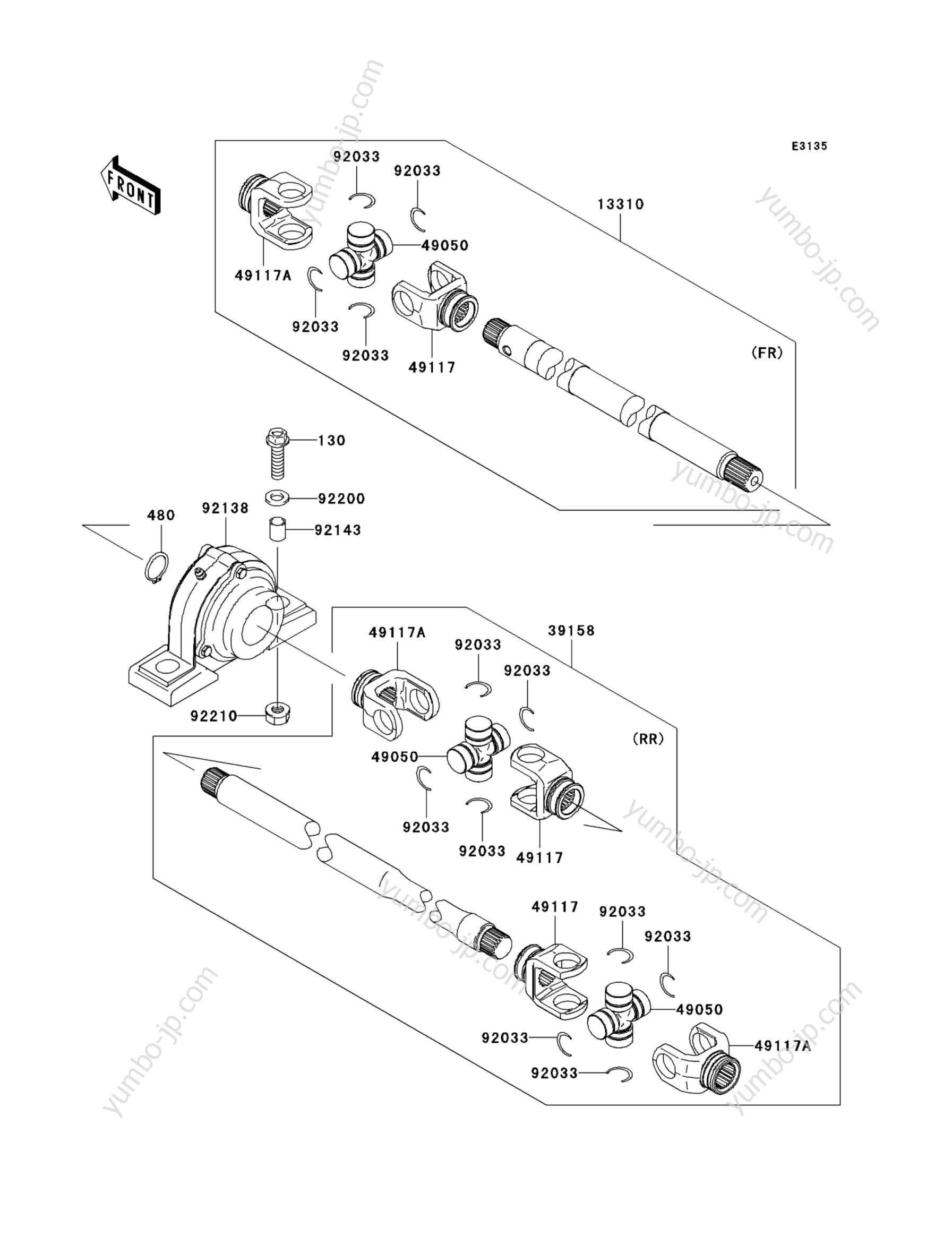 DRIVE SHAFT-PROPELLER для мотовездеходов KAWASAKI MULE 3010 DIESEL 4X4 (KAF950D8F) 2008 г.