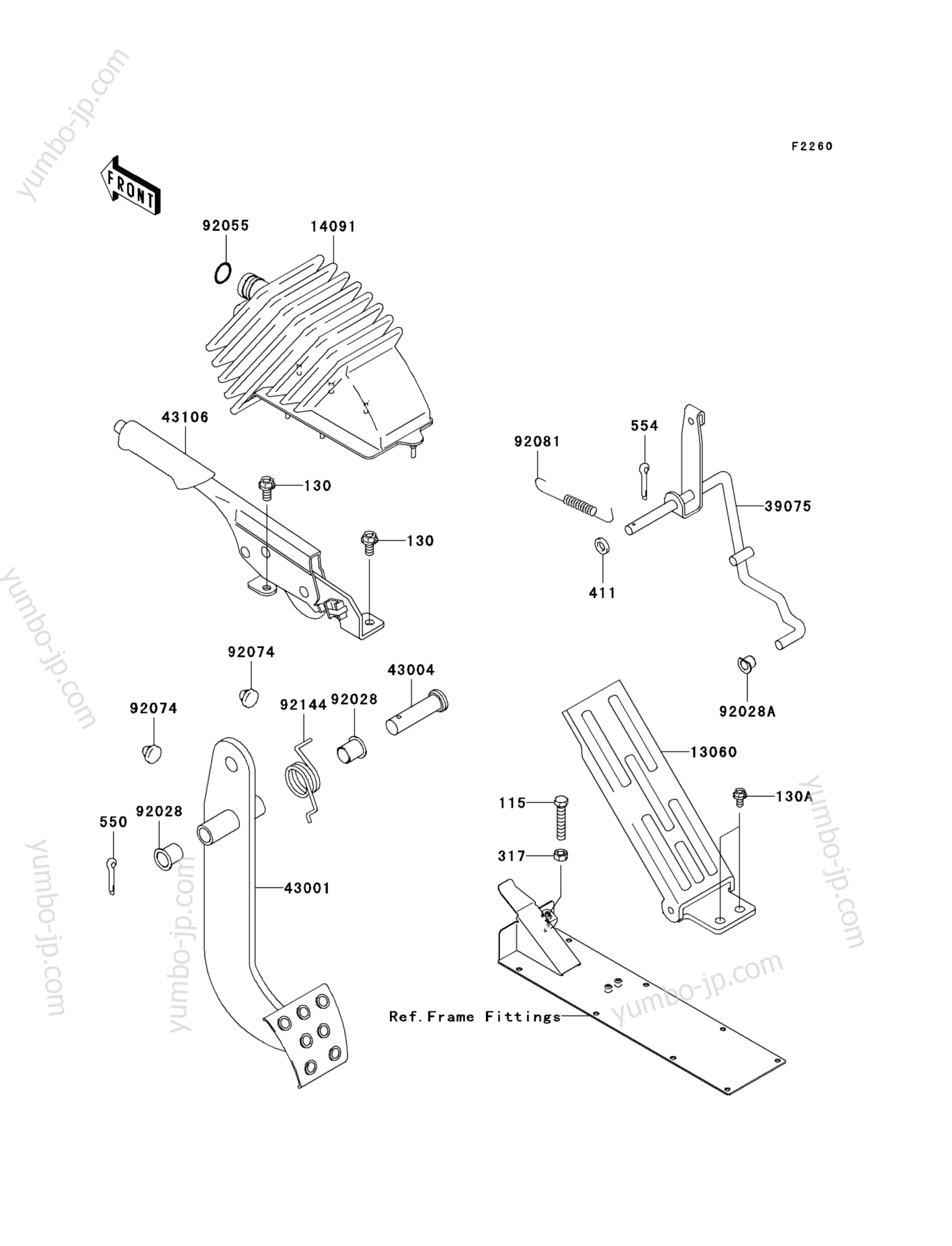 Brake Pedal/Throttle Lever для мотовездеходов KAWASAKI MULE 4010 TRANS4X4 DIESEL (KAF950HAF) 2010 г.