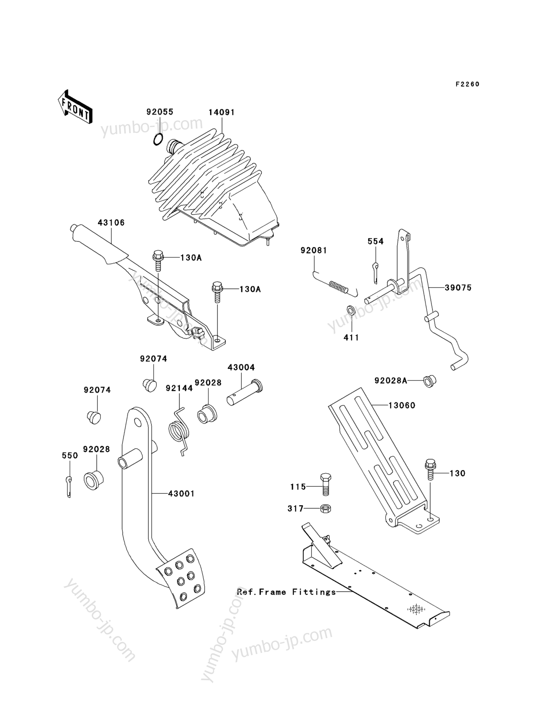Brake Pedal/Throttle Lever for UTVs KAWASAKI MULE 3010 DIESEL 4X4 (KAF950B6F) 2007 year