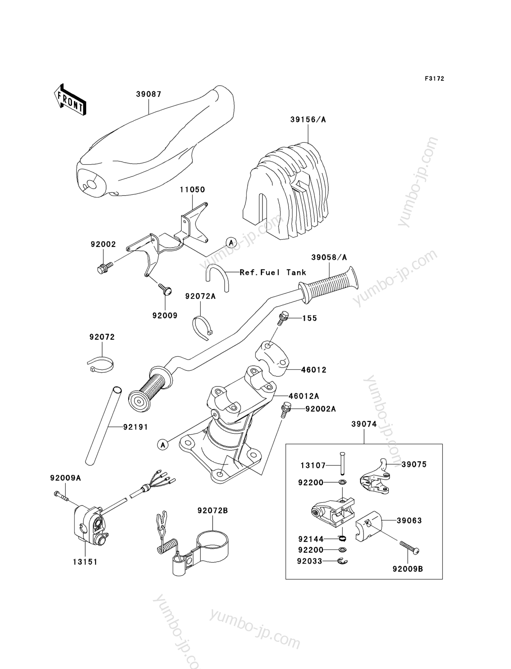 Румпель (рукоятка управления) для гидроциклов KAWASAKI JET SKI 1100 STX D.I. (JT1100-F2) 2002 г.