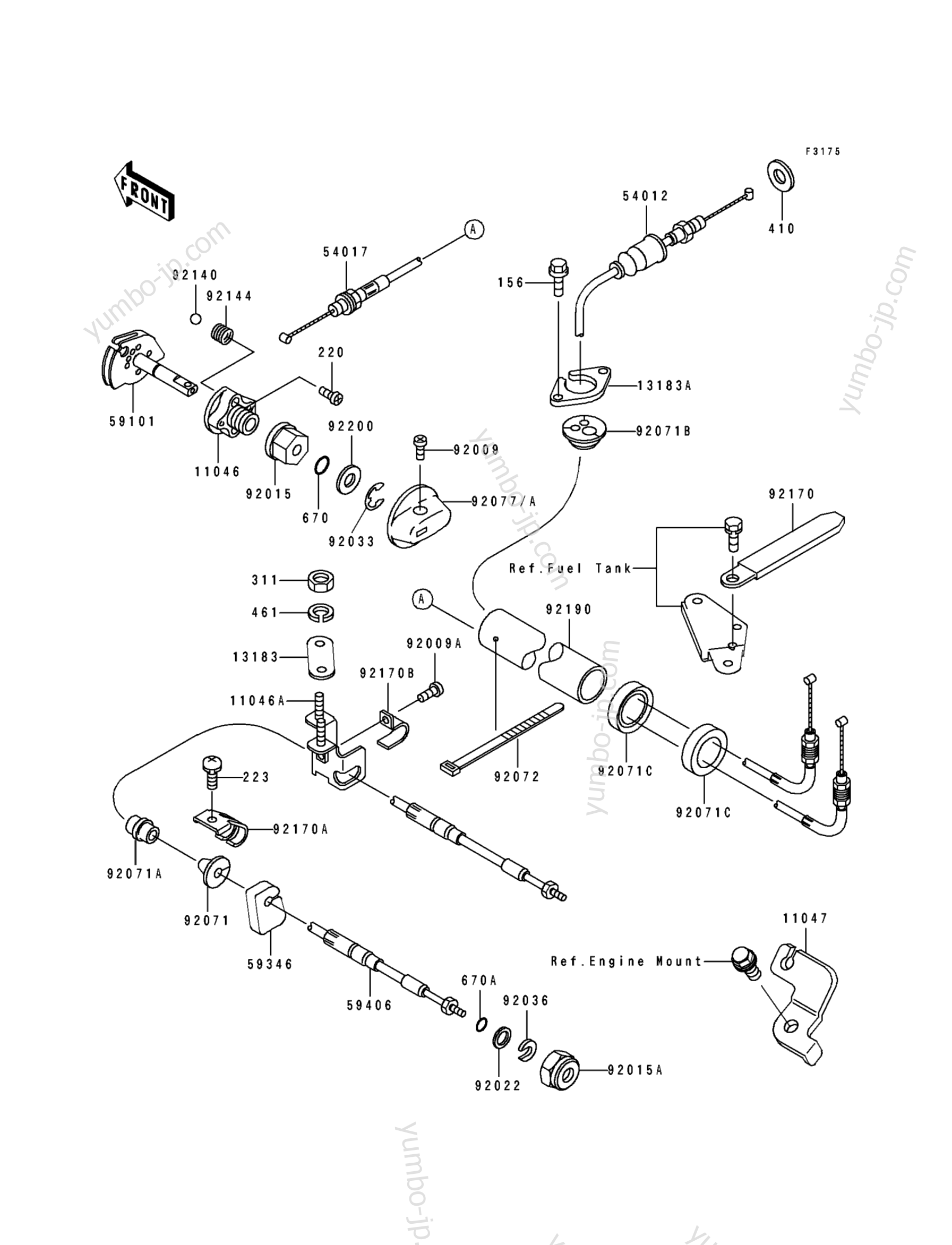CABLES для гидроциклов KAWASAKI JET SKI TS (JF650-B4) 1992 г.